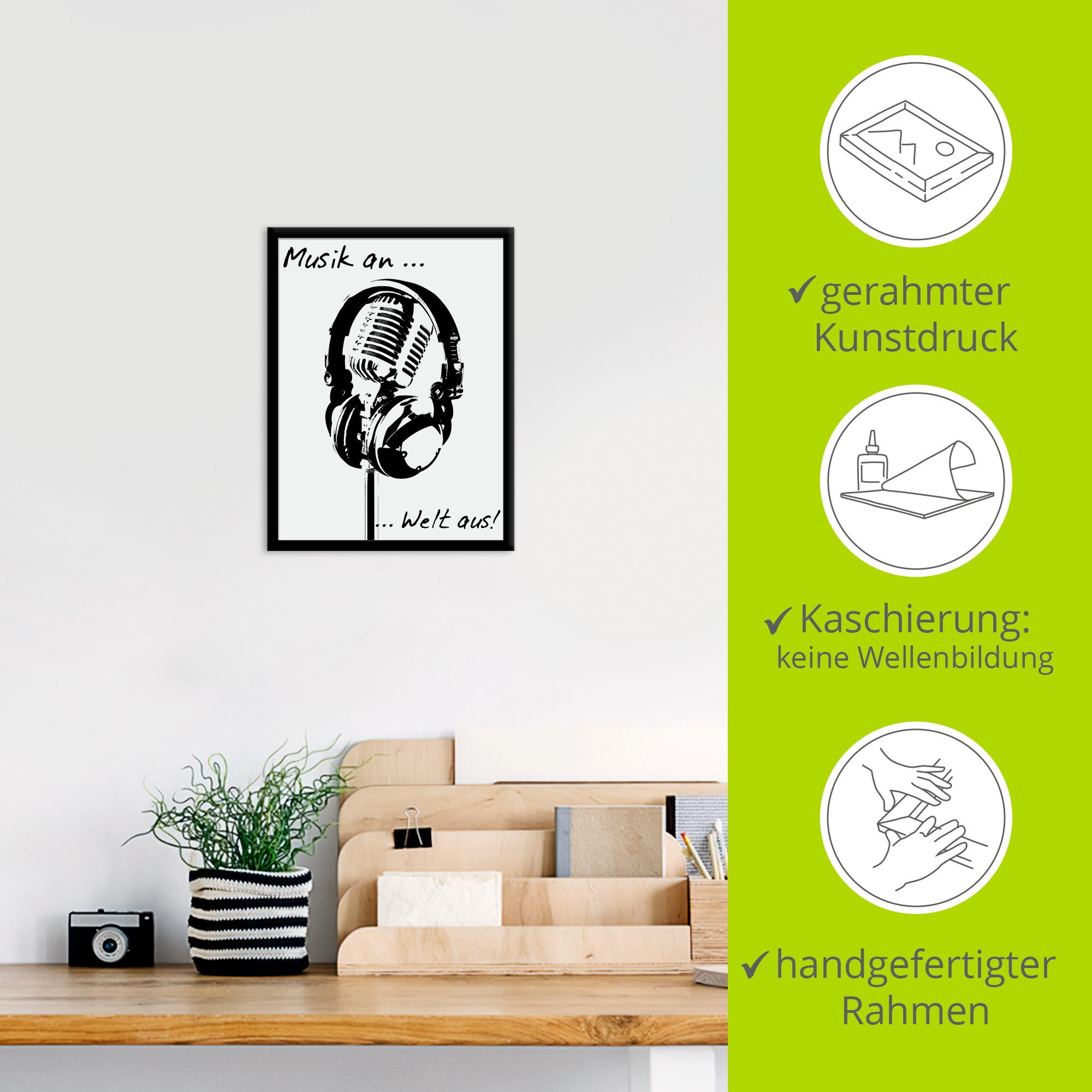 Artland Wandbild »Musik an, Welt aus«, Sprüche & Texte, (1 St.)