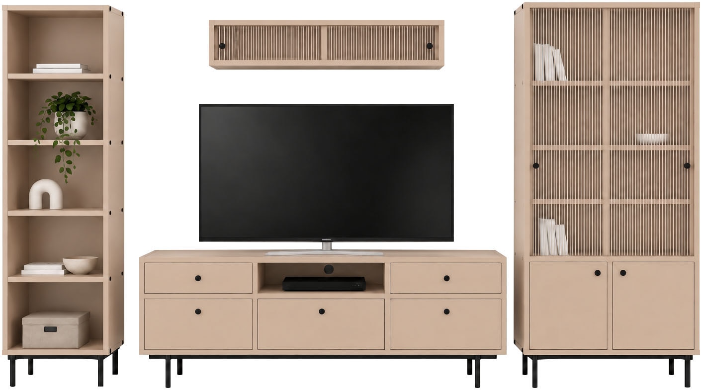 Image of Home affaire Wohnwand "Arrocco: 4-teilige Wohnwang, Wohnzimmer, viel Stautraum,5 Schubladen" 4 Stk. tlg.