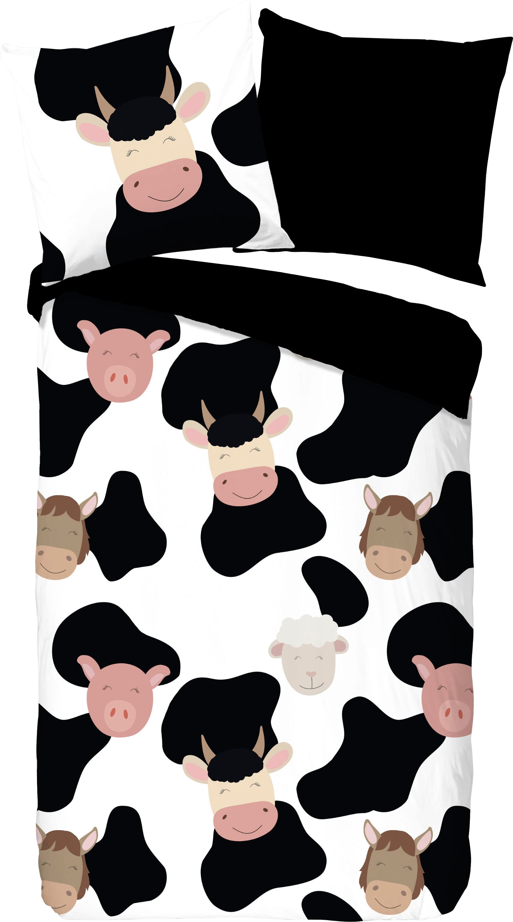 good morning Kinderbettwäsche »Marjolijn«, 100% Baumwolle, 135x200, Reissverschluss, Wendeoptik, Kind, Kuh