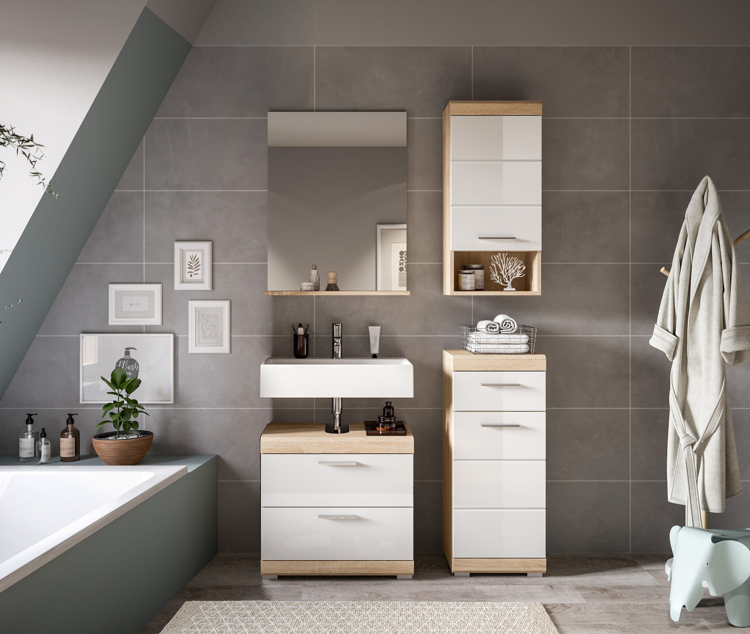 welltime Ensemble de meubles de salle de bain »Siena, 4 teilig, bestehend aus:« Set, TOPSELLER!, 3 cuis tlg.