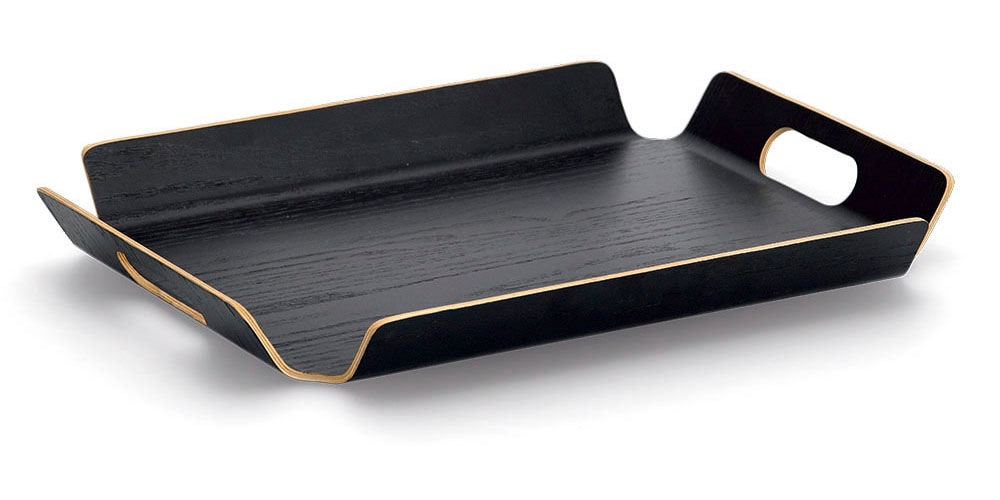 Zeller Present Servierplatte Holz / Wengefurnier, 2 seitliche Griffe, erhabener Rand