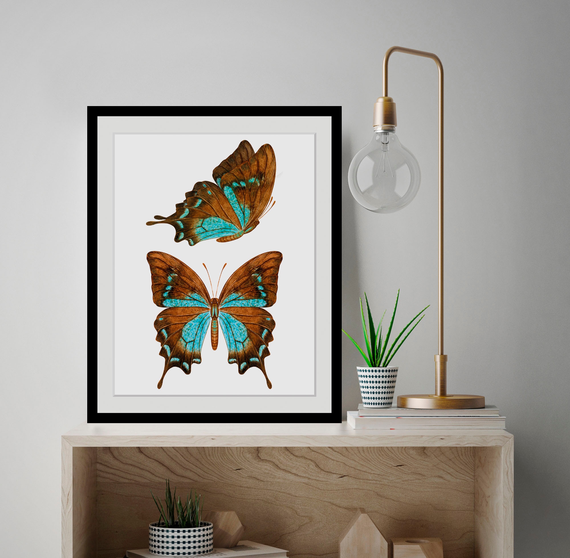 Image of queence Bild "Nala" Insekten Kunst Schmetterlinge 1 Stk. tlg. HD Premium Poster-Druck inkl. Holzrahmen
