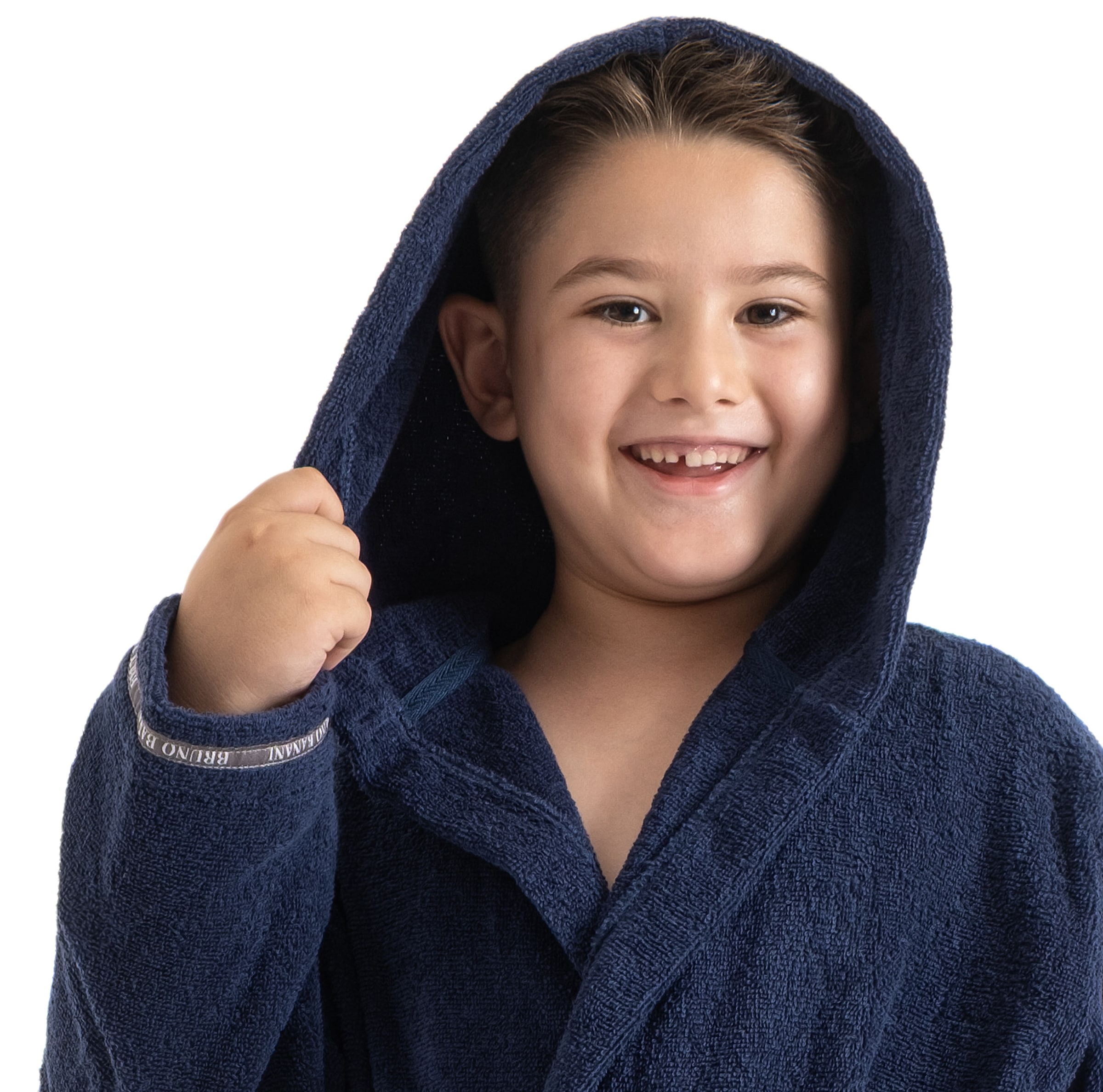 Bruno Banani Peignoir de bain pour enfants »Danny, Ideal für Zuhause, Schwimmbad oder im Urlaub« 1 cuis mit Logostreifen, aus 100% Baumwolle