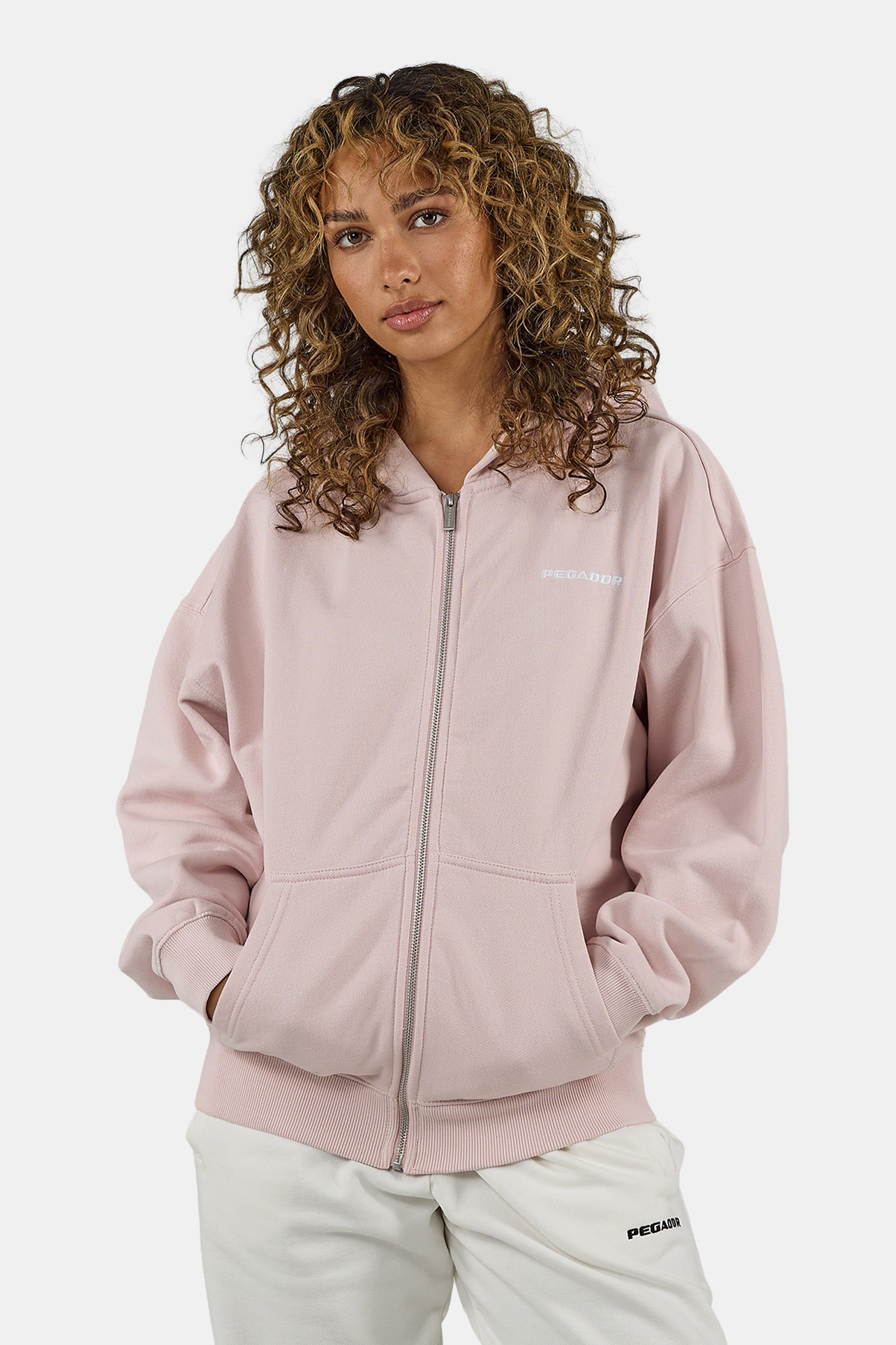 Image of PEGADOR Kapuzensweatjacke "Clarita Oversized Sweatjacket" Baumwollmischung, oversize