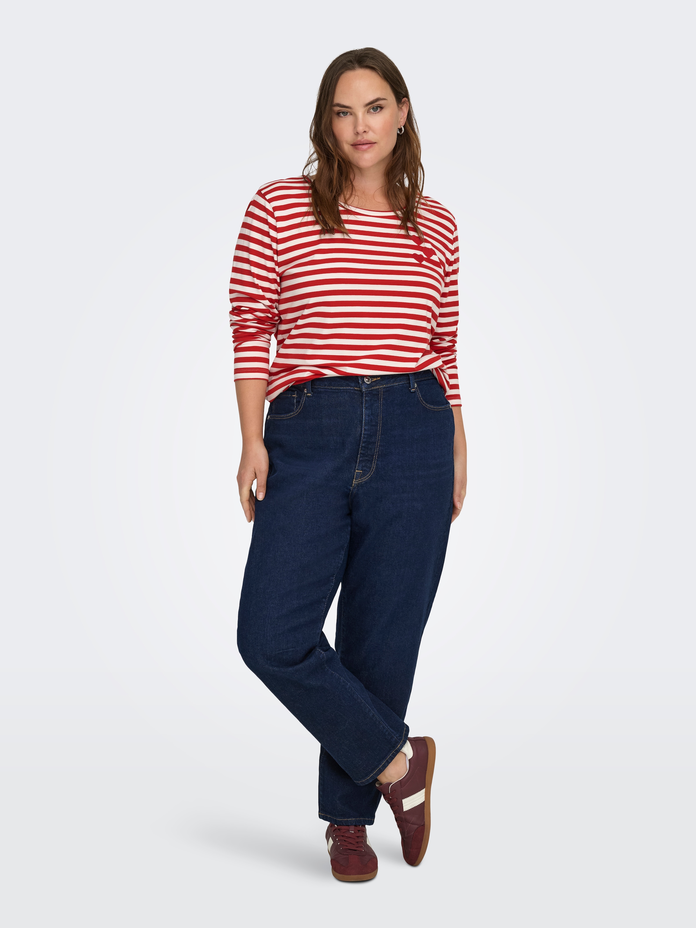 ONLY CARMAKOMA Langarmshirt »CARBODIL L/S O-NECK BLOUSE JRS« Materialmix, regular fit