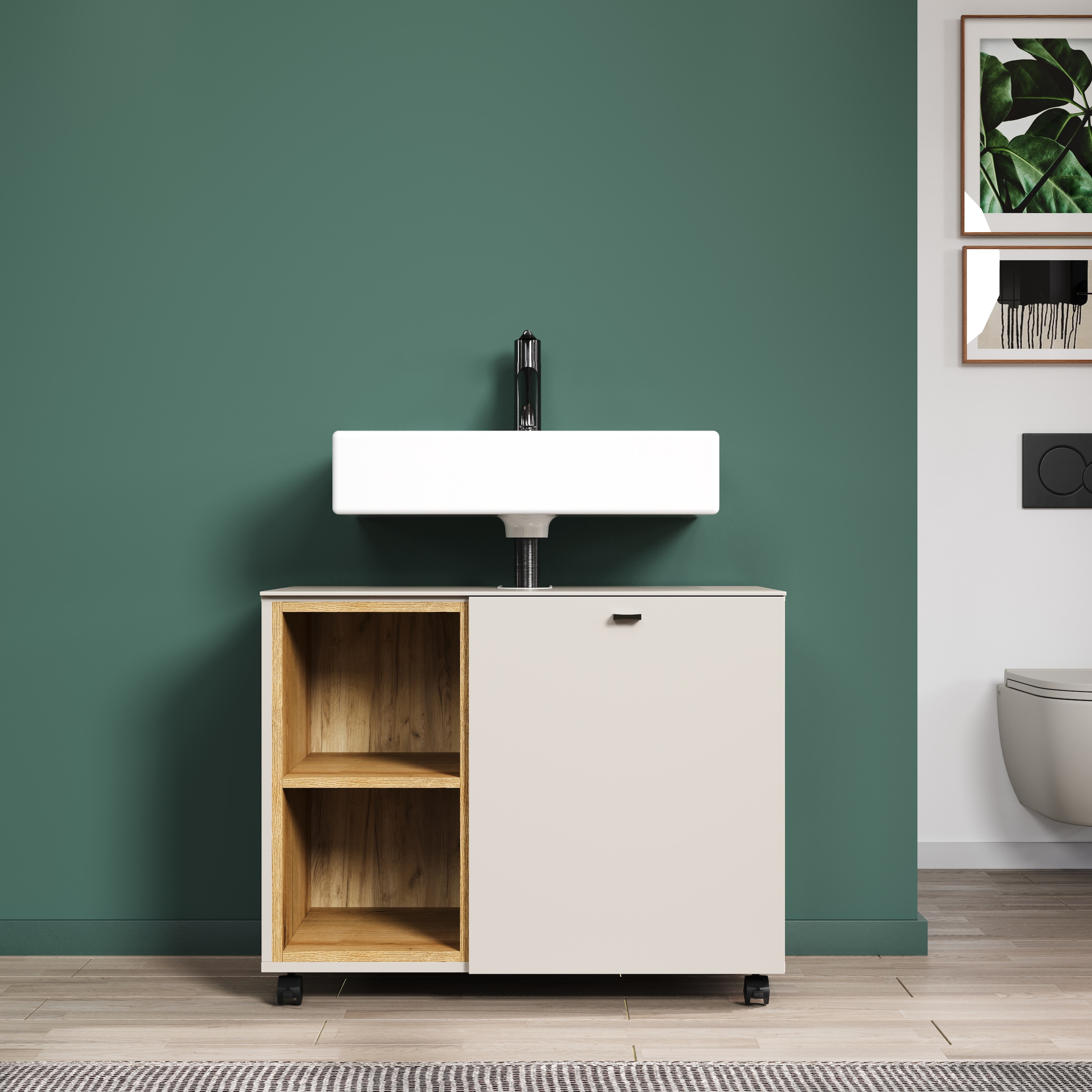 welltime Waschbeckenunterschrank »San Pedro« 1 Stk. tlg. Waschbeckenunterschrank a. Rollen, Soft-Close 80/42/64 cm