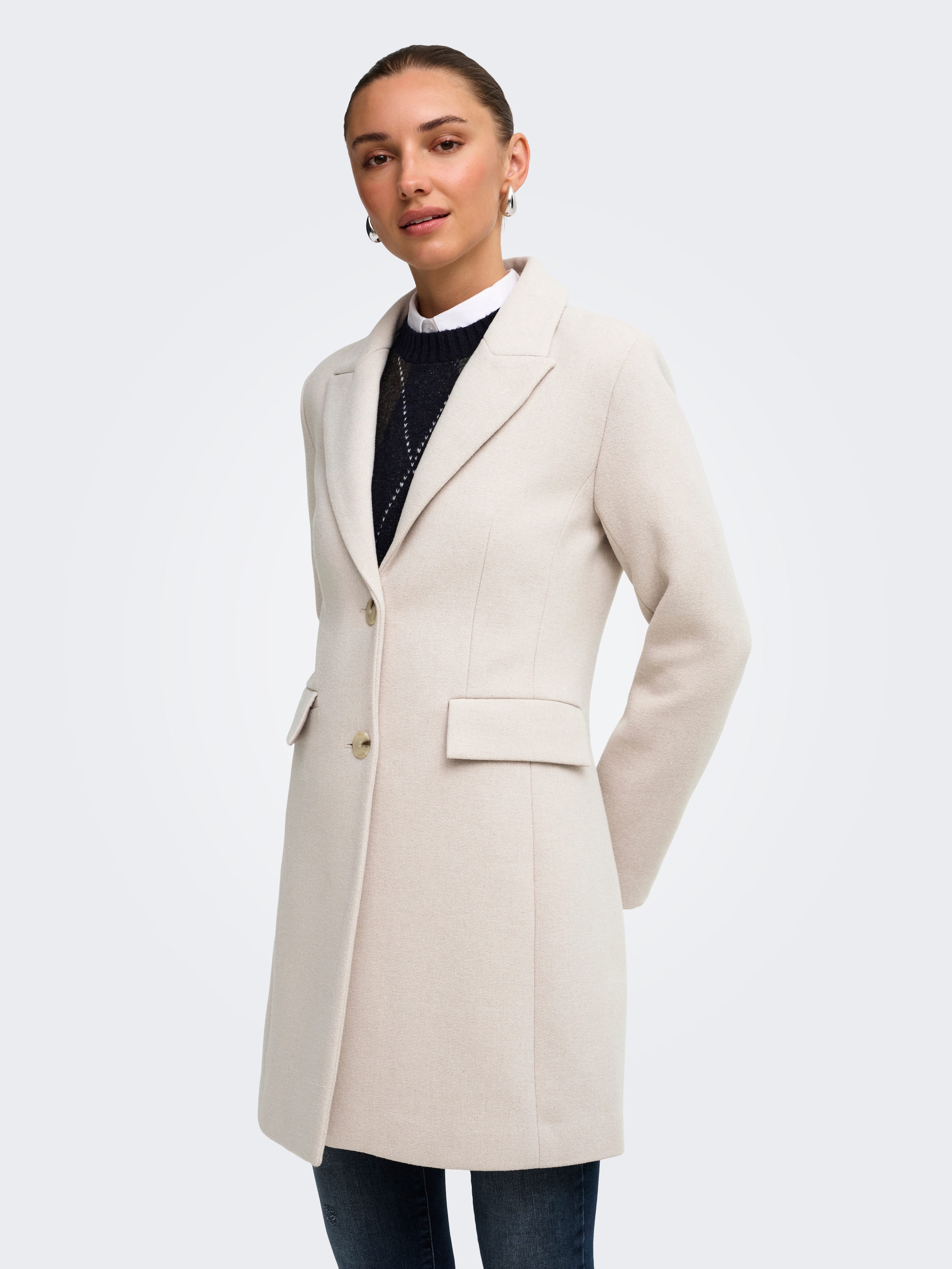 Image of ONLY Kurzmantel "ONLMICOL FITTED COAT CC OTW" Materialmix mit Wolle