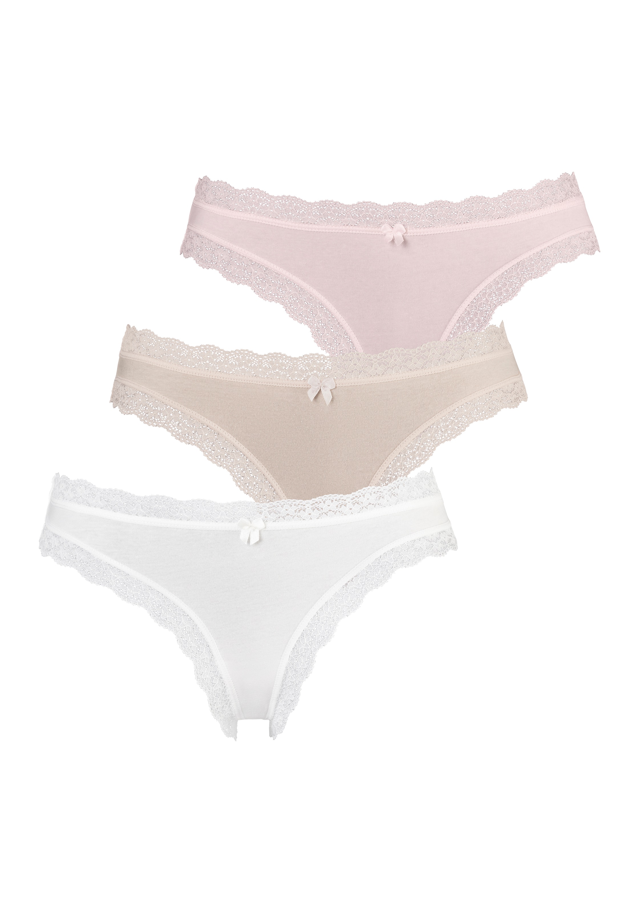 Image of LASCANA String Packung, 3 Stk. mit floraler Spitze