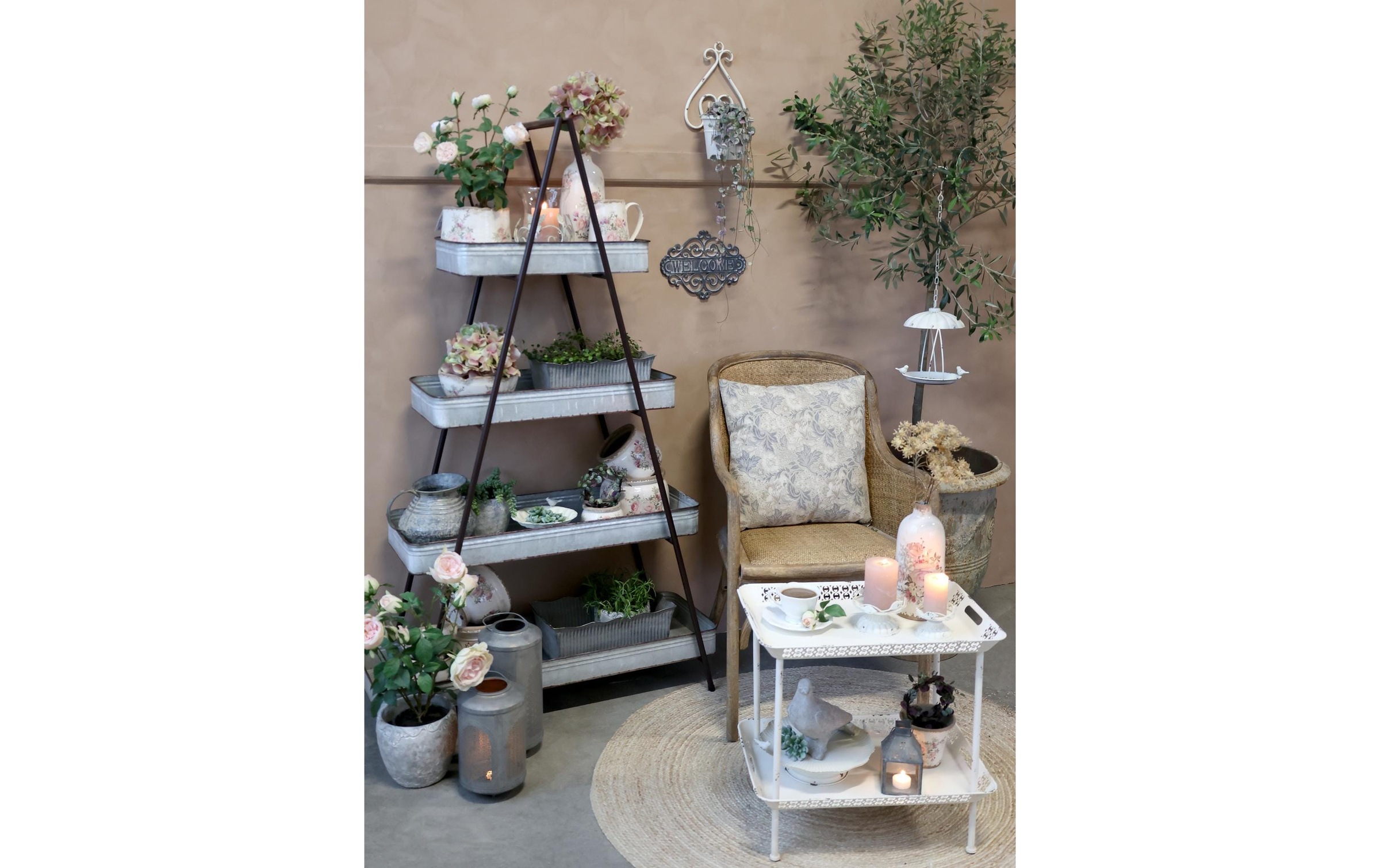 Chic Living Metallschild »Schild Welcome, antique Grau«