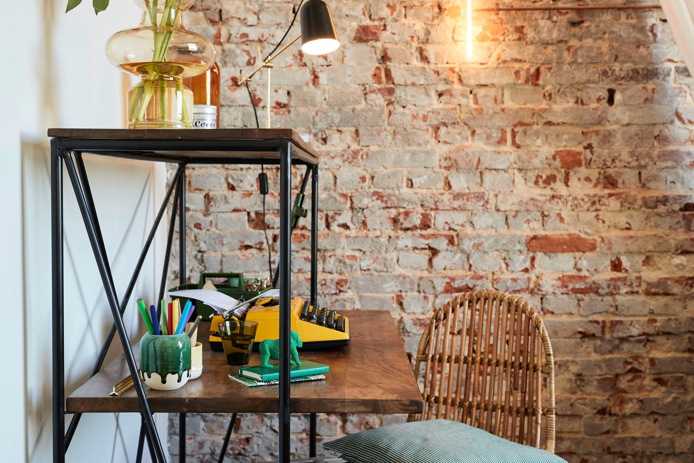 SIT Sekretär »T-NEST SHELF OFFICE LOW« mittelhohes, offenes Sekretärregal, aus Mangoholz und Metall