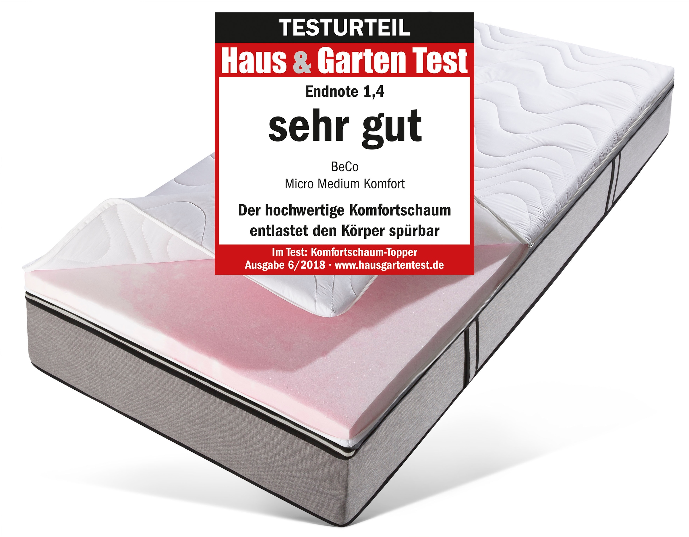 Beco Topper »Micro Medium Komfort, Komfortschaum, besonders langlebig, RG 35«, (1 St.), Topper in 90x200 cm und weiteren Grössen, punktelastischer Topper