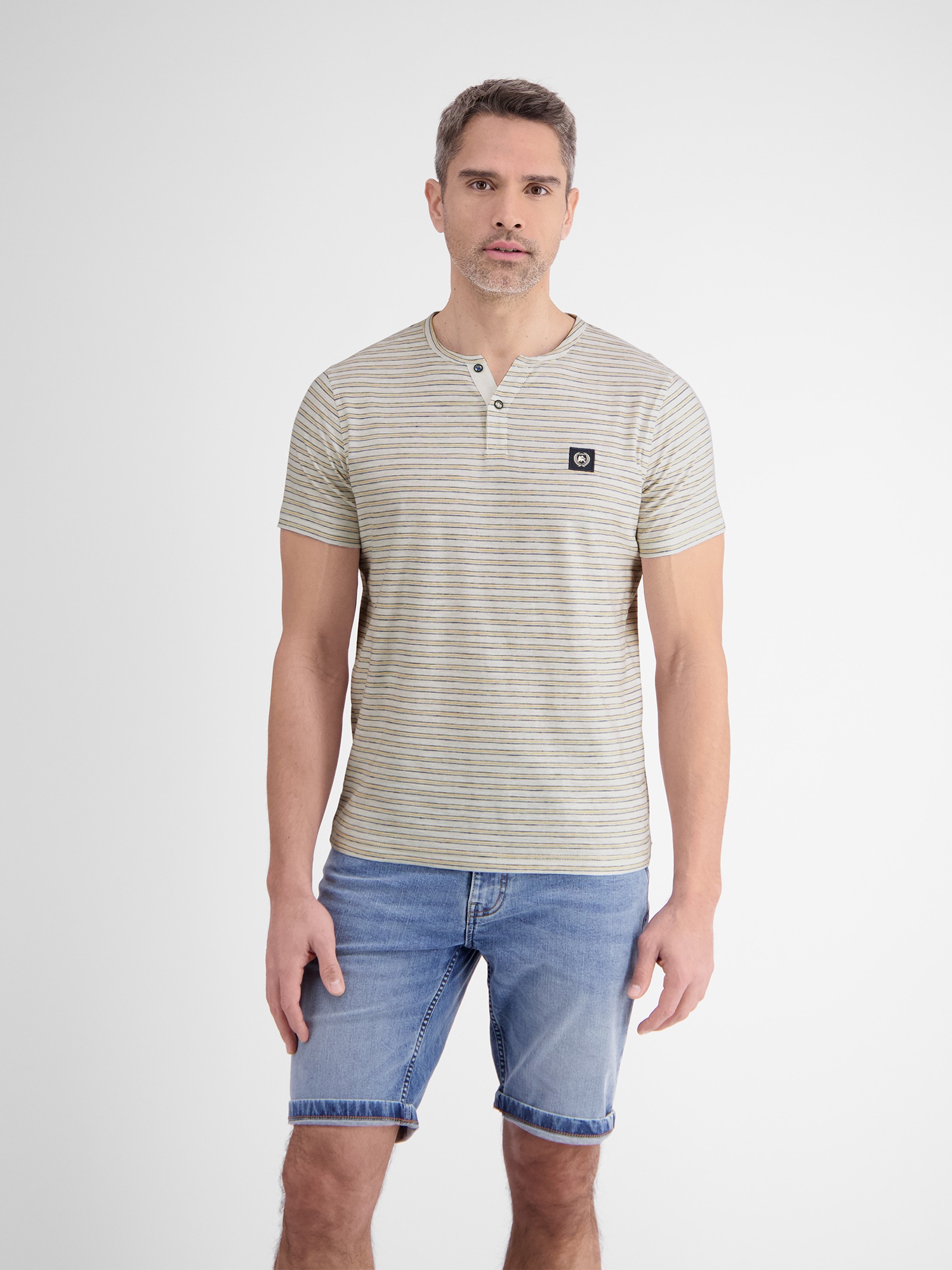 LERROS Henleyshirt »LERROS Herren Serafino-Shirt, gestreift«