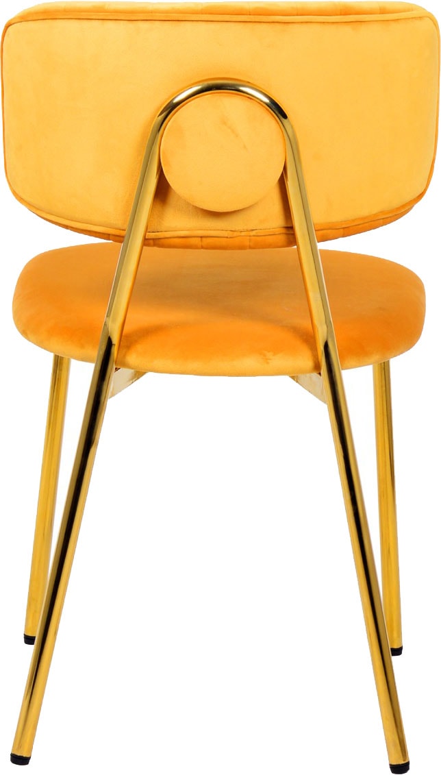 Kayoom Polsterstuhl »Stuhl Giselle 125 2er-Set, pflegeleichter Samtbezug«, (Set), 2 St., mit Armlehnen, goldenes Gestell aus Edelstahl, Samtbezug, Ziernähte