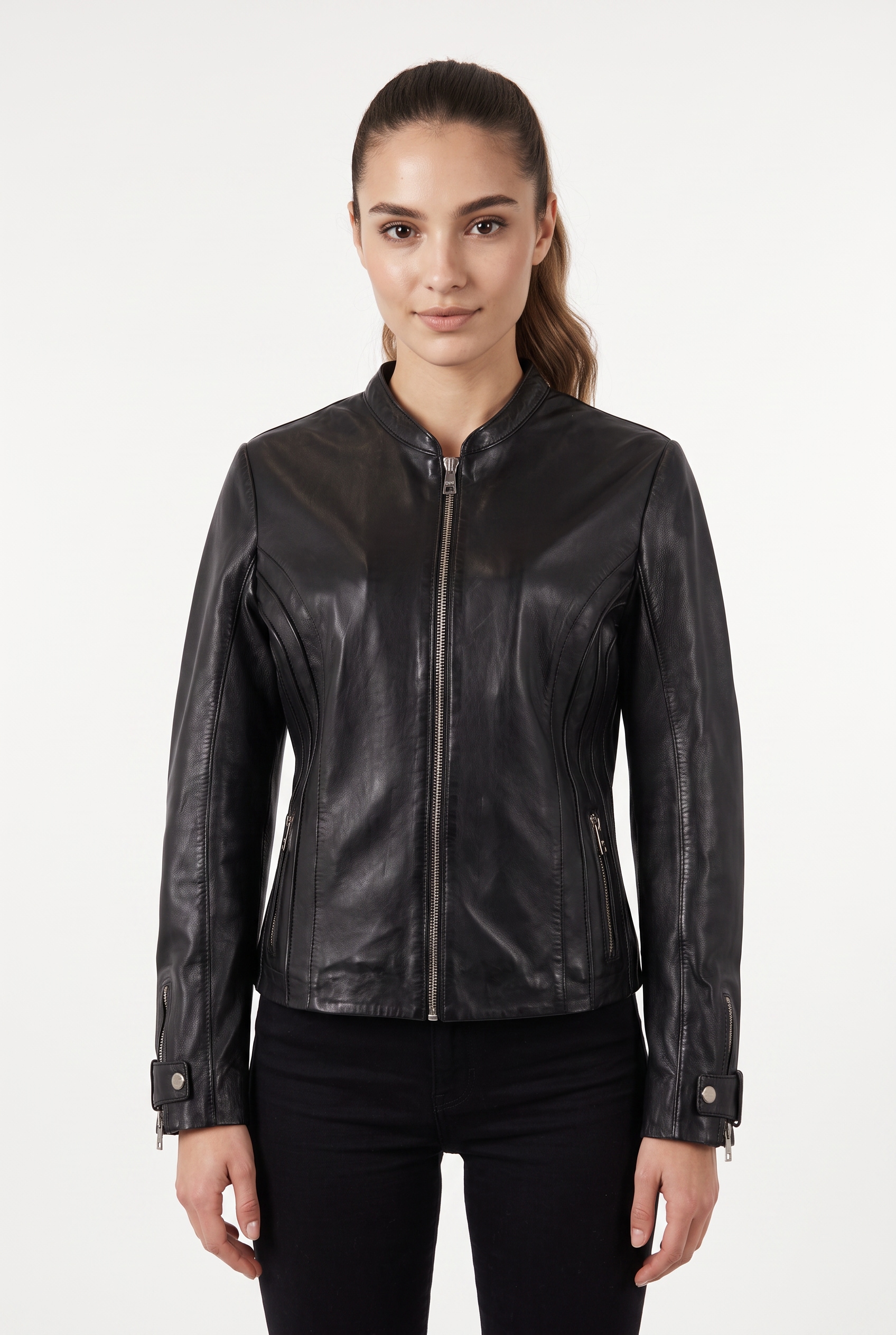 Mauritius Veste en cuir »MWLuciana« avec col montant court