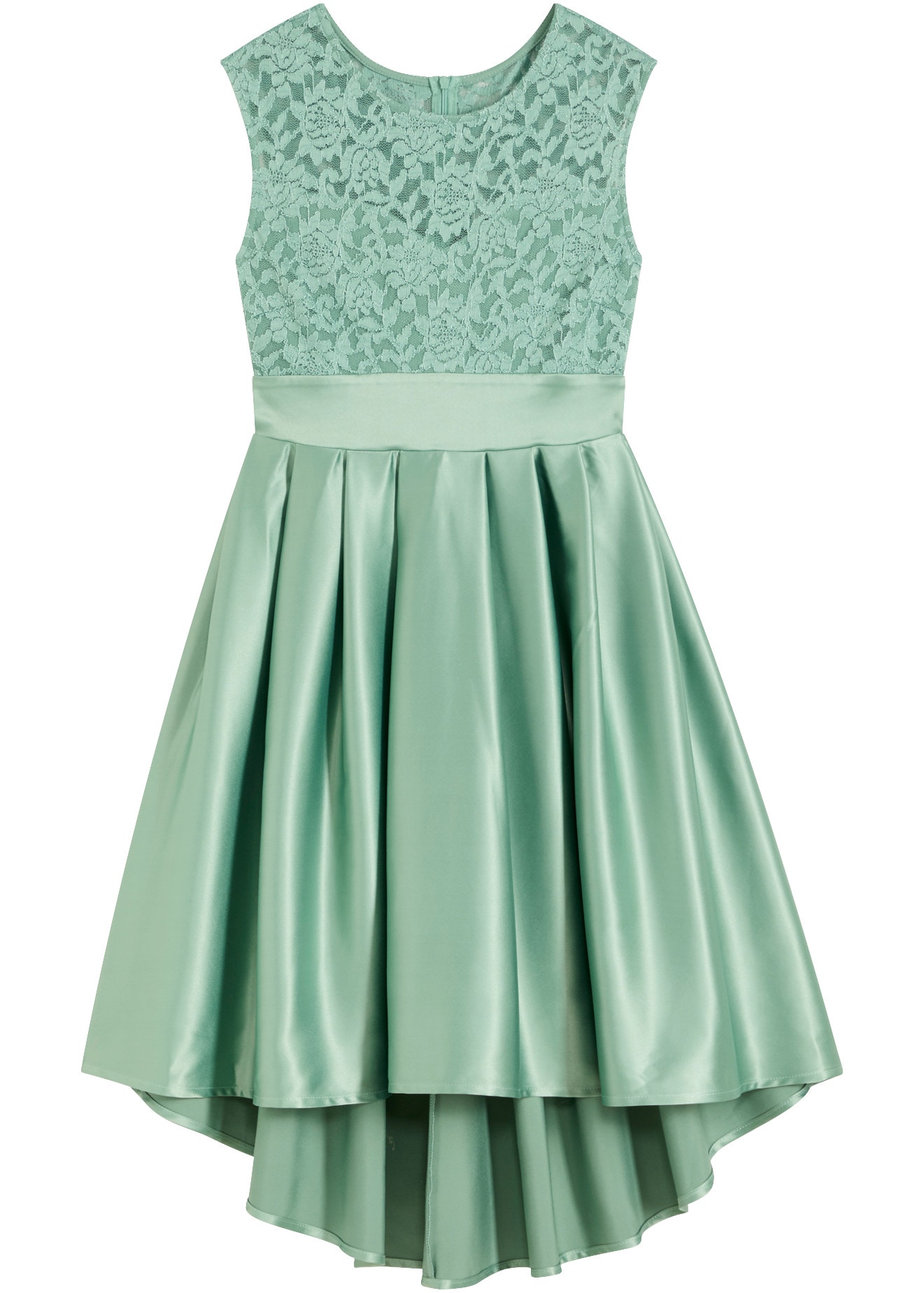 bonprix Vokuhila-Kleid ausgestellte Passform, aus glänzendem Satin, mit Taillen-Einsatz