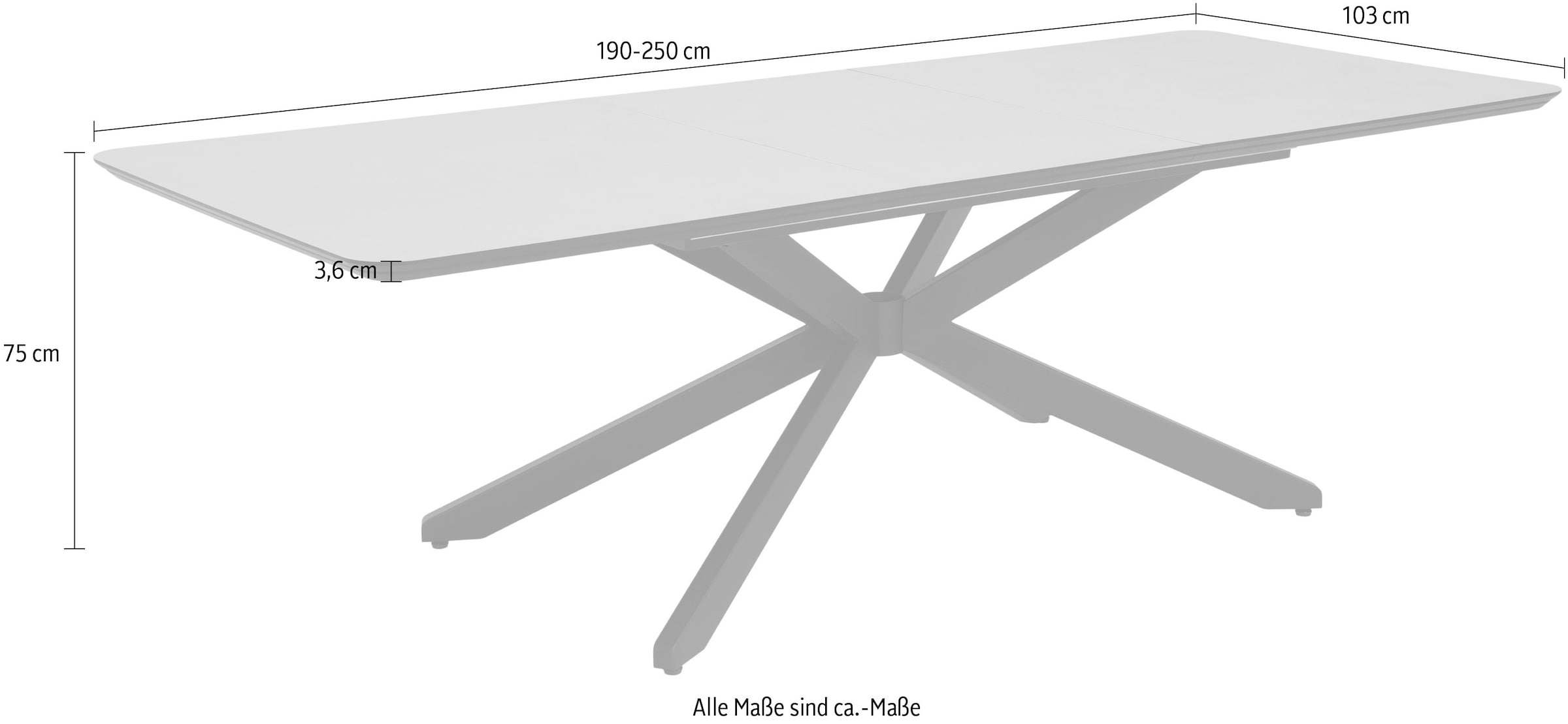 HELA Esstisch »ANCONA« 1 Stk. tlg. Synchronauszug, Butterflyfunktion, X-Gestell, Melamin, Schweizer Kante