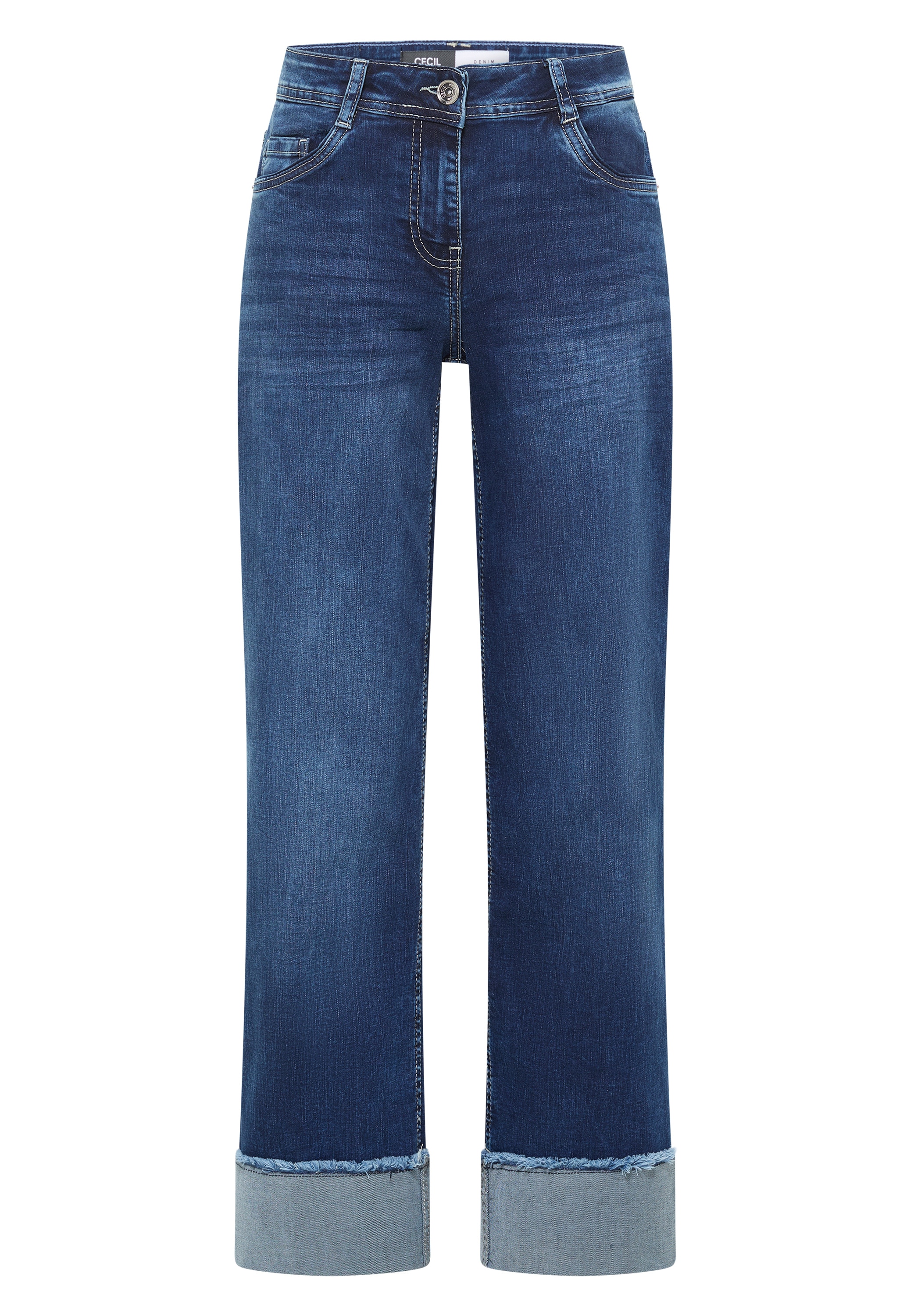 Cecil Jeans à 5 poches »Style NEELE« Wide Leg Washed-Look Jeans mit Aufschlag