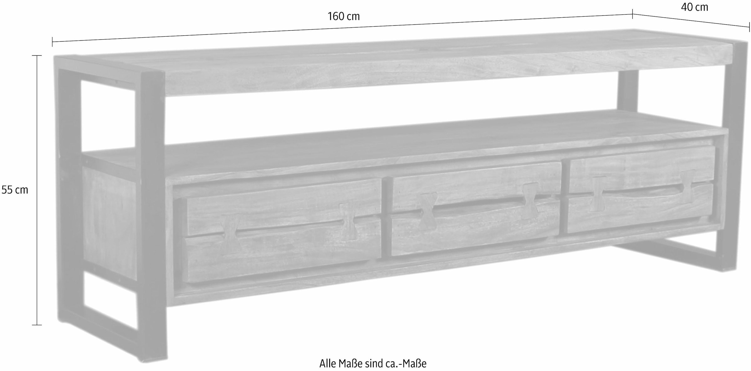 in Front kaufen »Live Lowboard der mit aus Akazienholz, Edge«, markanten SIT Baumkanten