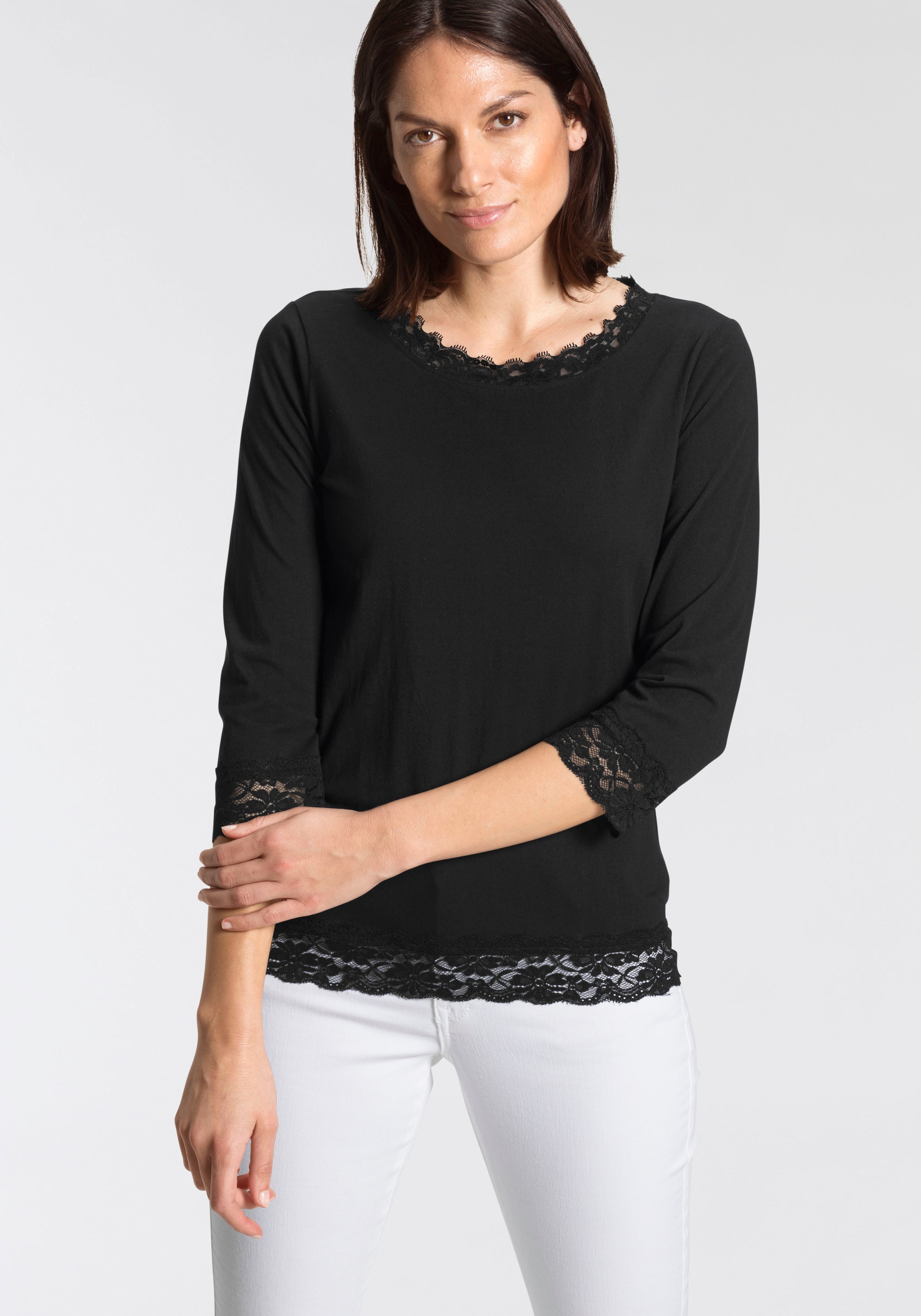 Image of Boysen's 3/4-Arm-Shirt, mit Spitzenbesatz bei Ackermann Versand Schweiz