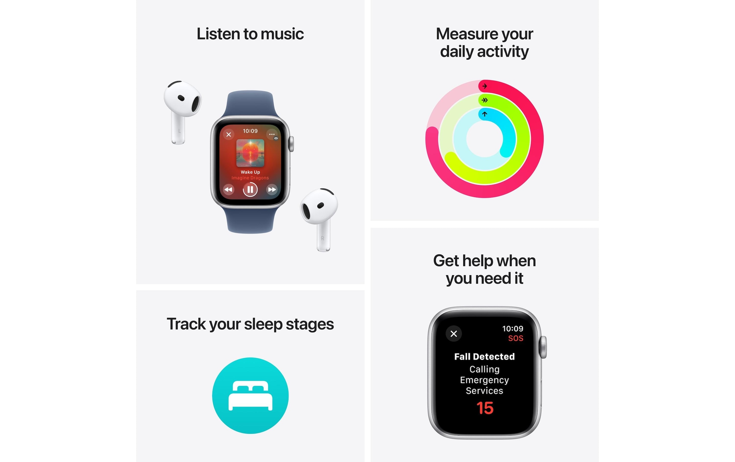 Apple Watch SE (2024), 44 mm, GPS, Sport Band M/L, Mitternacht