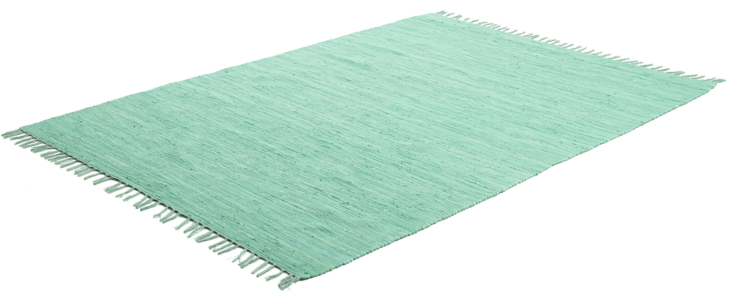 THEKO Teppich »Happy Cotton«, rechteckig, Handweb bequem handgewebt, mit reine Teppich, kaufen Baumwolle, Fransen Flachgewebe