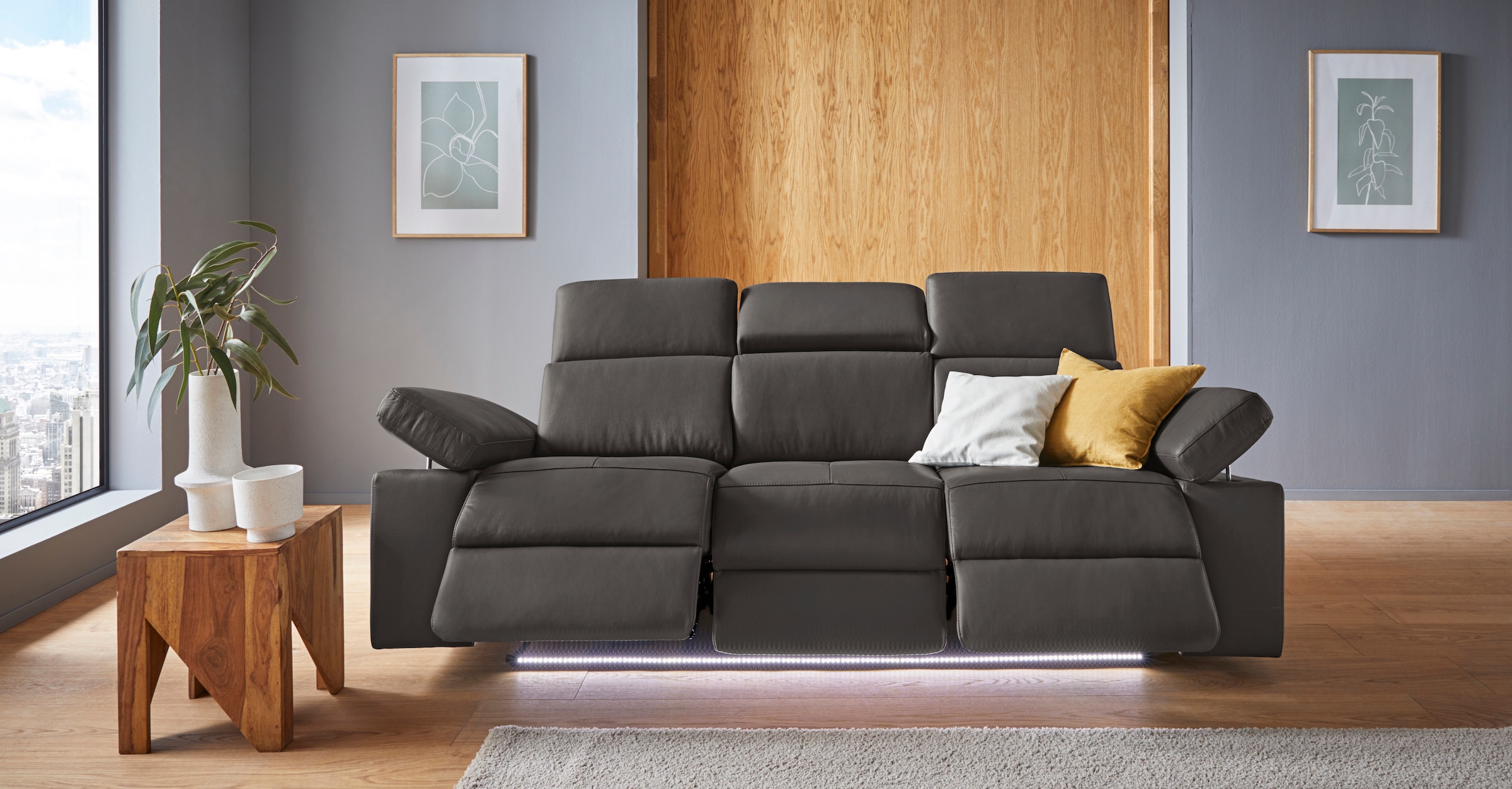 Home affaire 3-places »Kilado« mit  2x  Relaxfunktion, verstellbarer Armlehne, Kopfteilverstellung