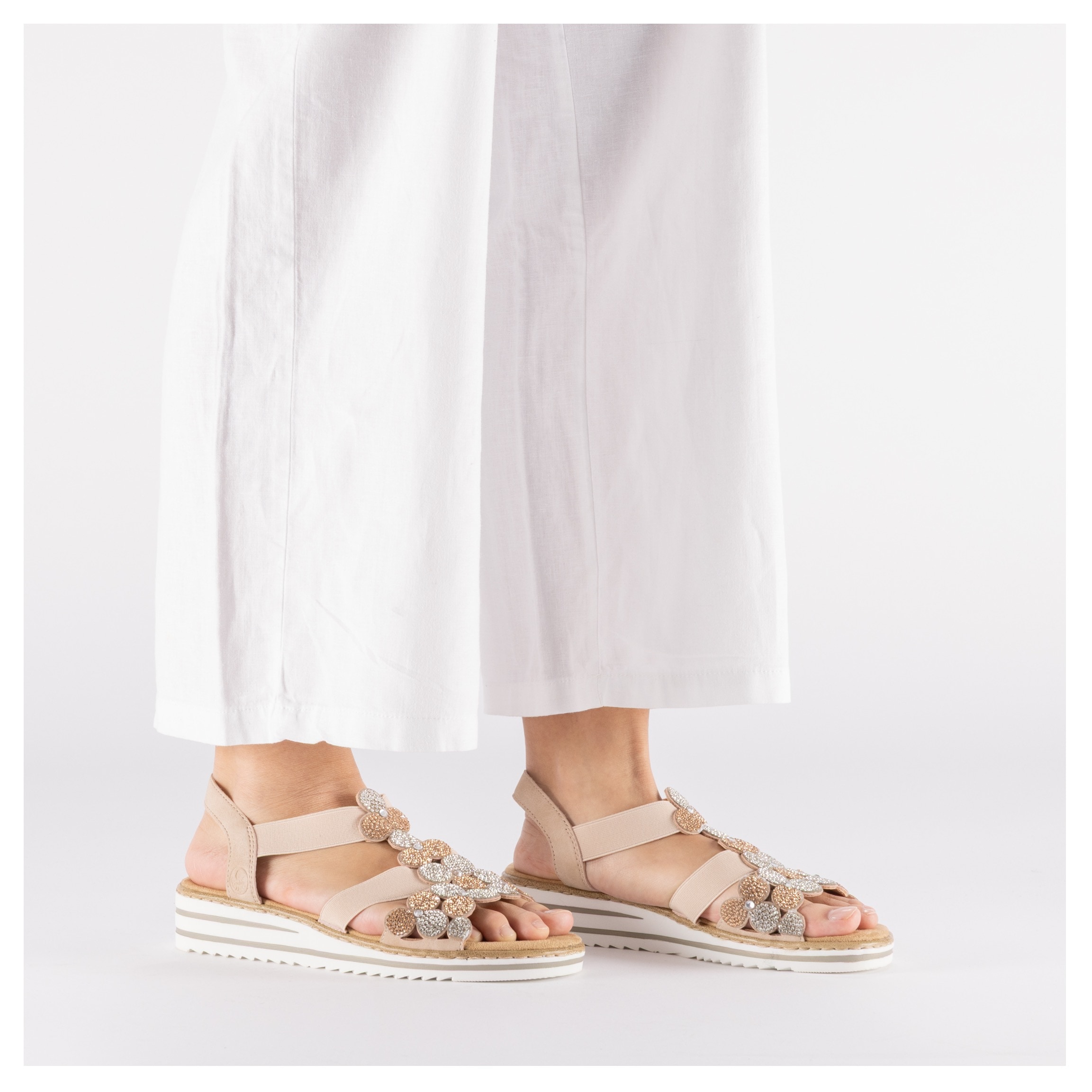 Rieker Sandale  Chaussure à enfiler, chaussure d'été, chaussure de vacances avec pierres pailletées