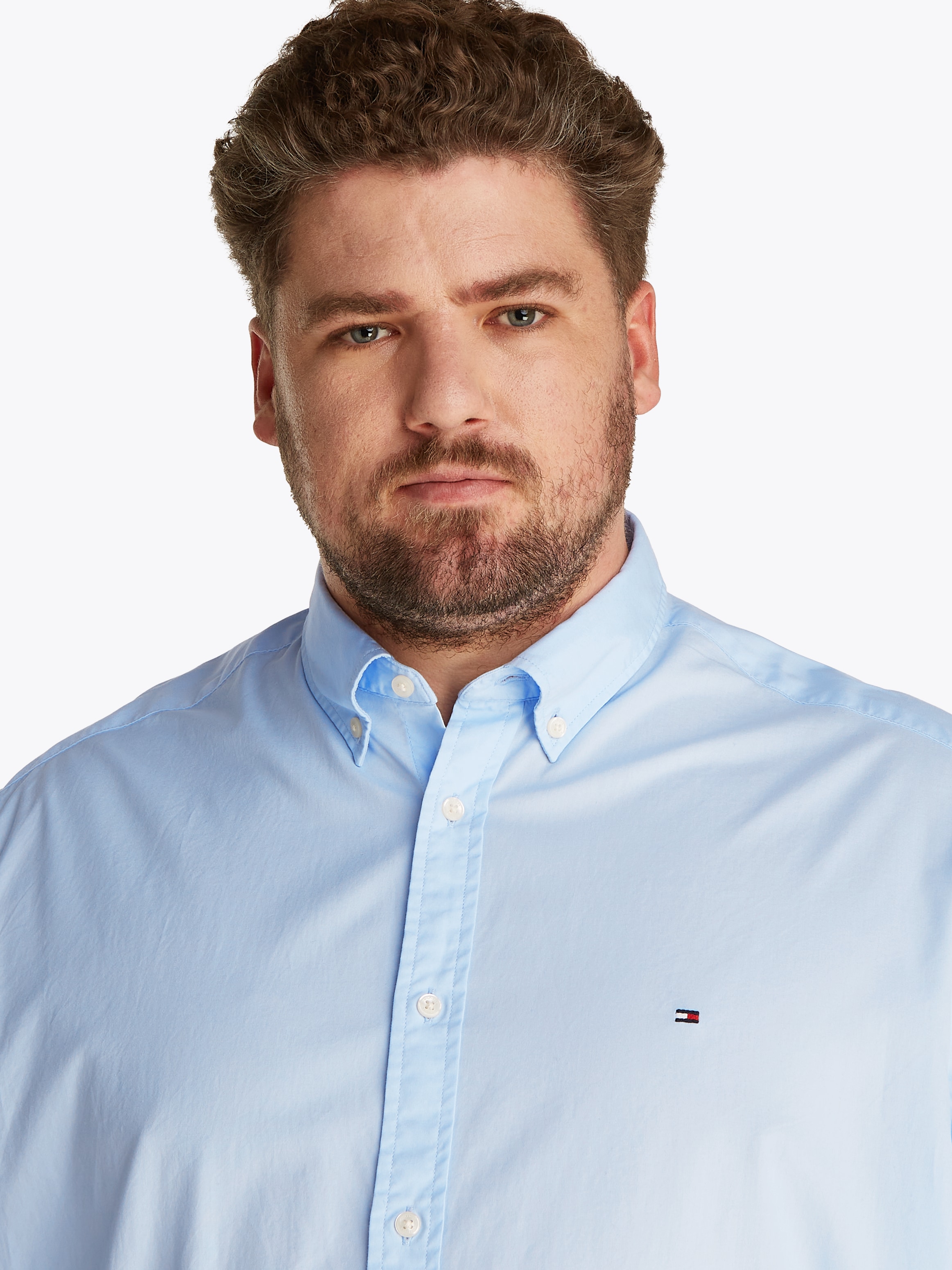 Tommy Hilfiger Big & Tall Langarmhemd »BT-FLEX POPLIN SOLID RF SHIRT-B«, Grosse Grössen