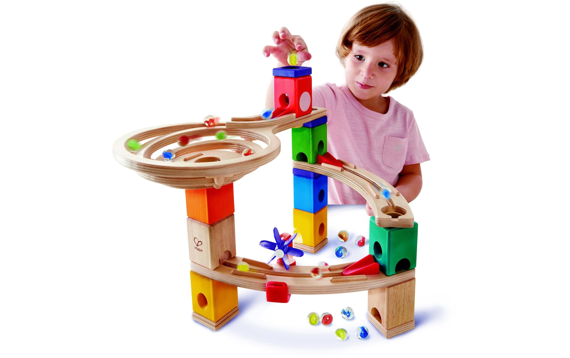 Hape Kugelbahn »Quadrilla Super Spiralburg & Endspurt«, (107 tlg.)