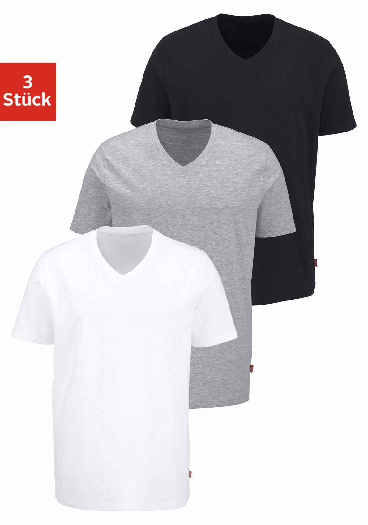Image of Bruno Banani T-Shirt, (3 tlg., 3er-Pack), mit V-Ausschnitt, perfekte Passform, aus elastischer Baumwolle bei Ackermann Versand Schweiz