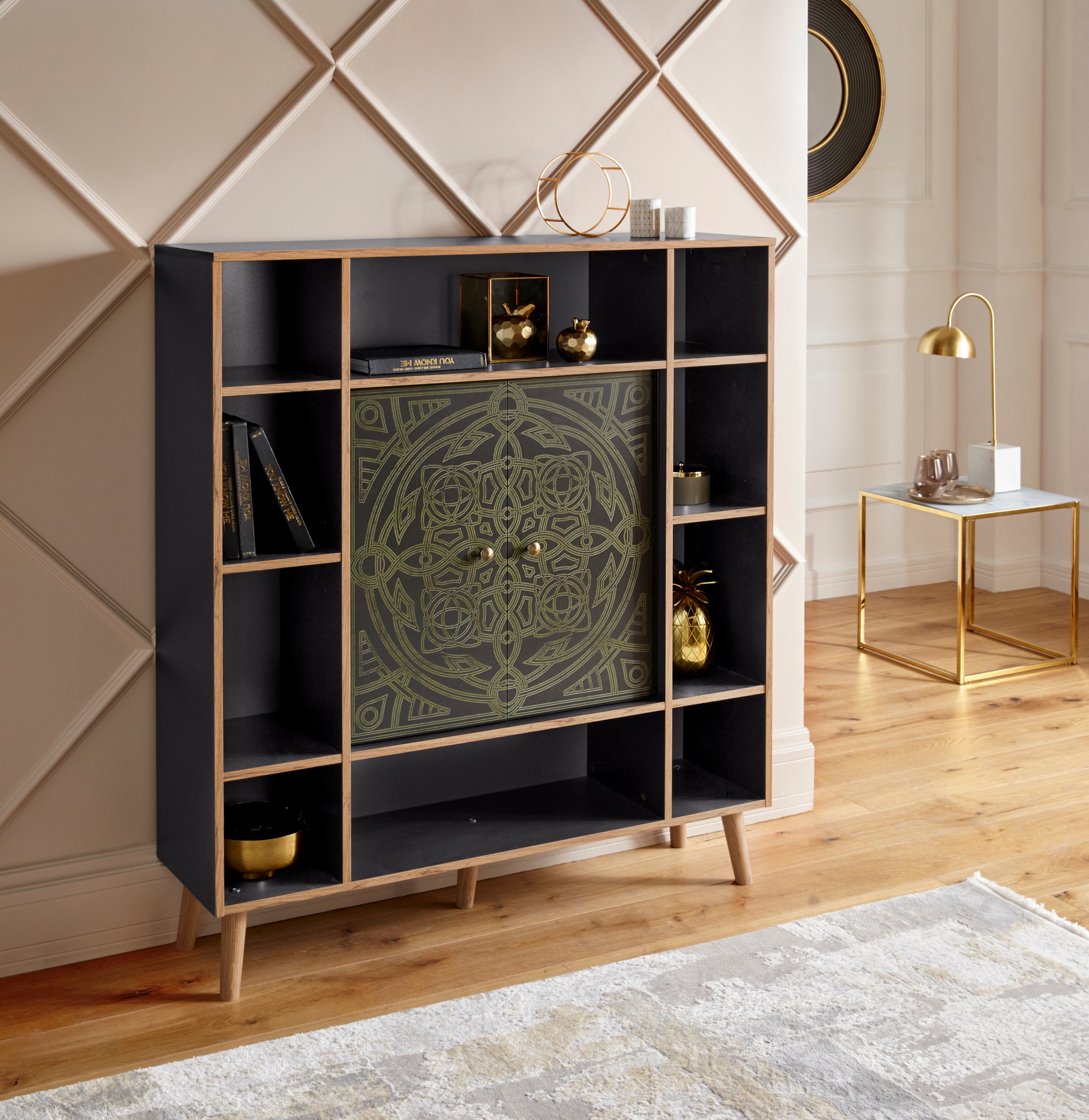 Image of Leonique Highboard »Clivia«, Highboard "Clivia", mit dekorativem Print auf den Türen, Breite 119 cm bei Ackermann Versand Schweiz