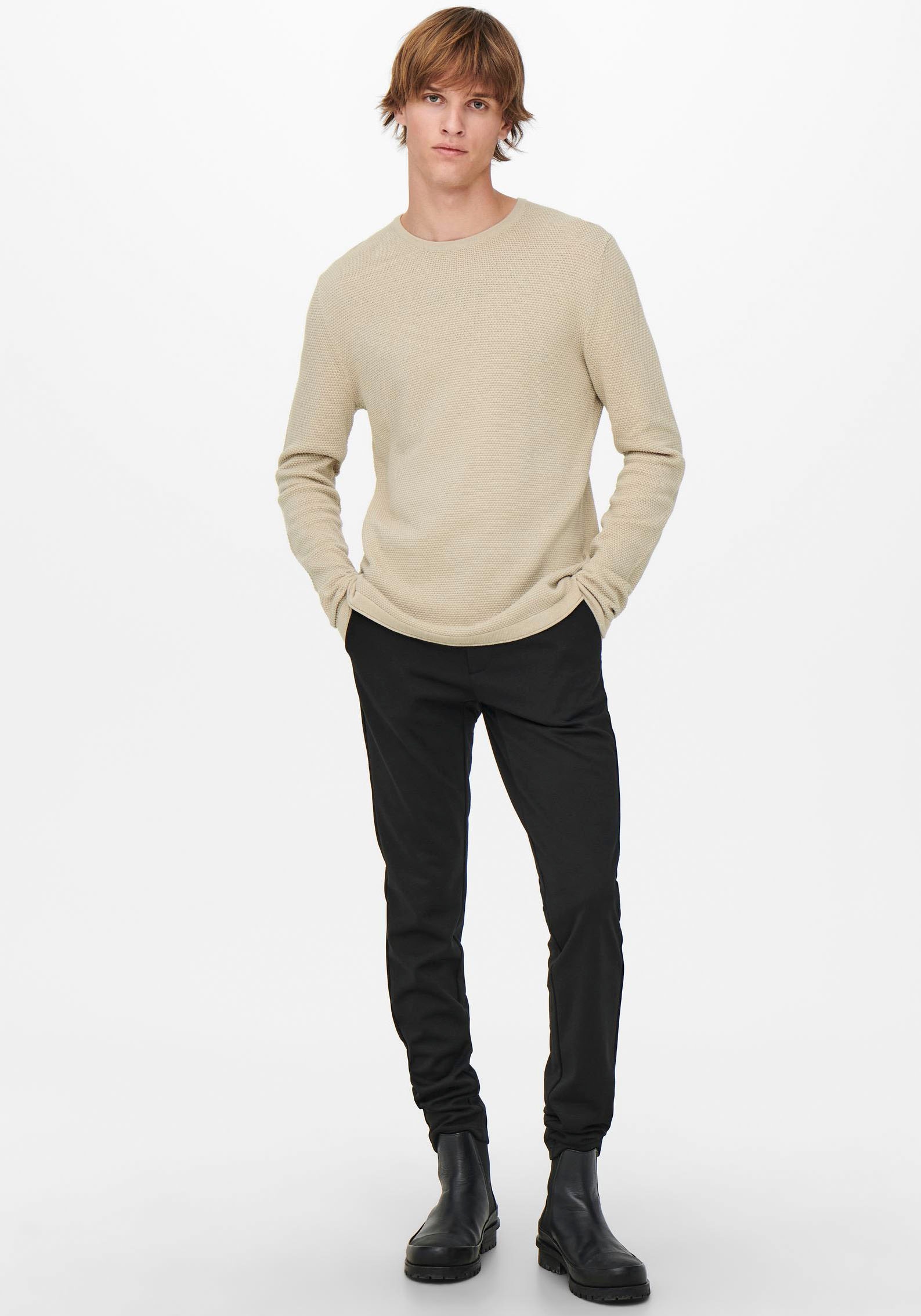 ONLY & SONS Rundhalspullover »PANTER 12 STRUC CREW NECK KNIT«