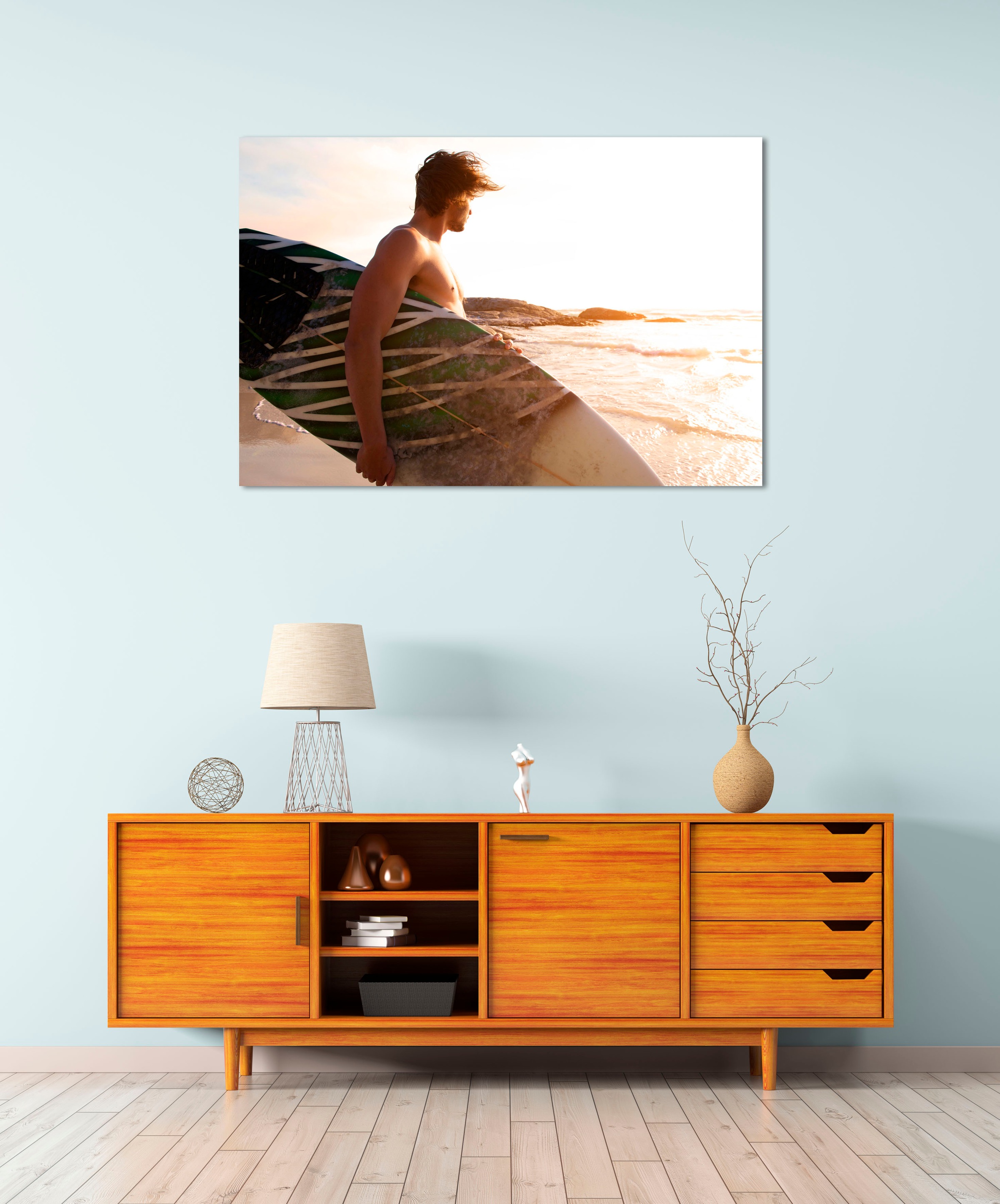 Image of queence Acrylglasbild "Enzio" Bilder von Männern Foto Mann Meer Sport 1 Stk. tlg. Fine Art-Print in Galeriequalität
