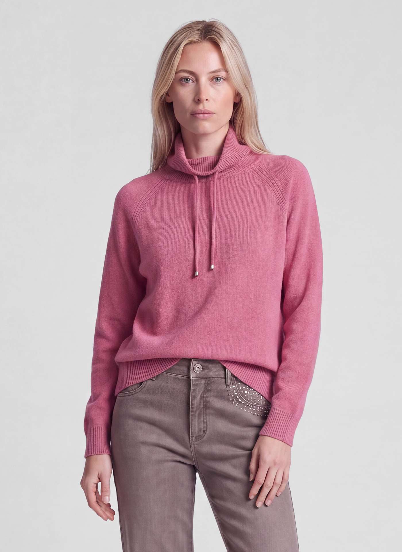 Image of Rabe Strickpullover mit Stehkragen mit Kordelzug / mit Wolle