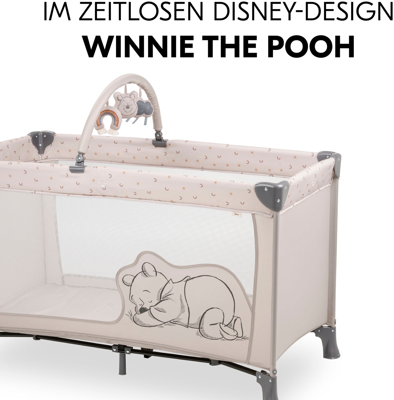 Hauck Lit de voyage pour bébé »Dream N Play Go, Pooh Rainbow, beige« inkl. Transporttasche