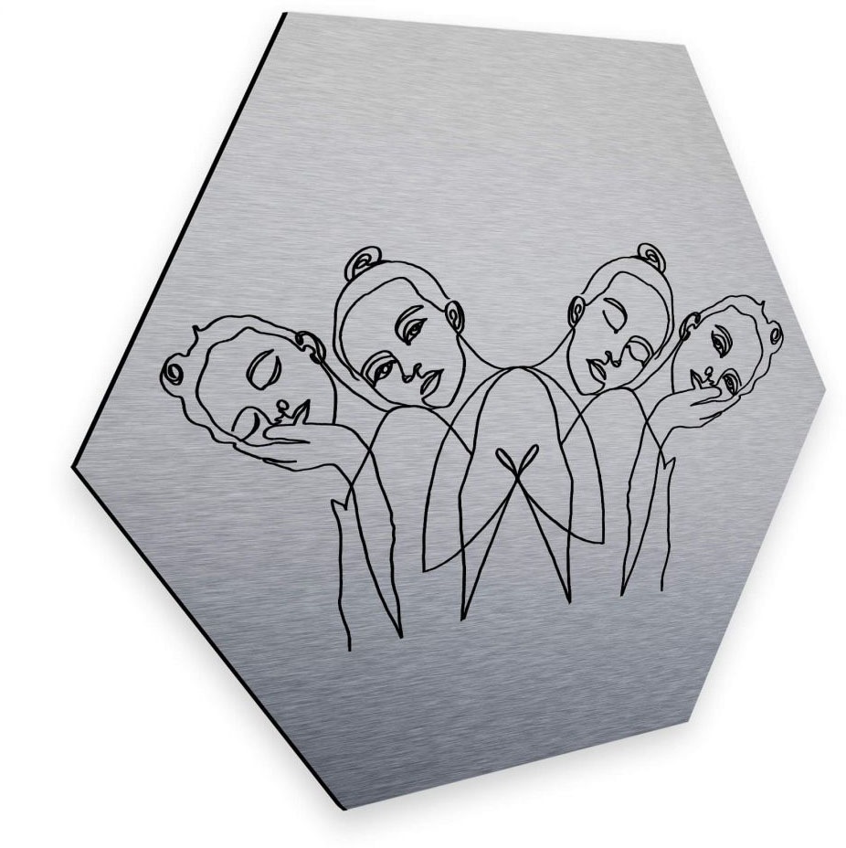 Image of Wall-Art Metallbild »United Girls Silberfarben Hexagon Deko«, (1 St.) bei Ackermann Versand Schweiz