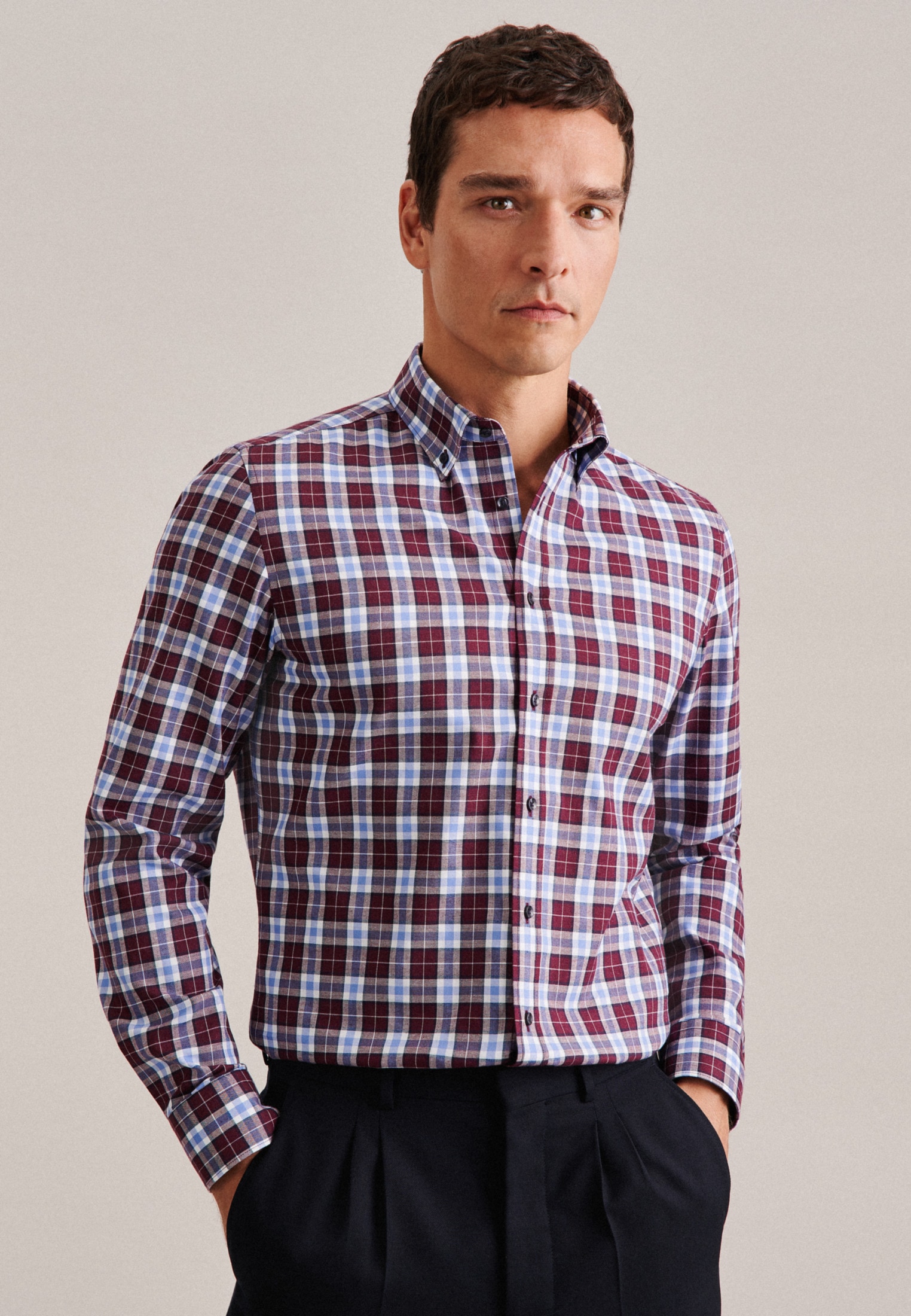 Flanellhemd »Slim«, Slim Button-Down-Kragen Karo