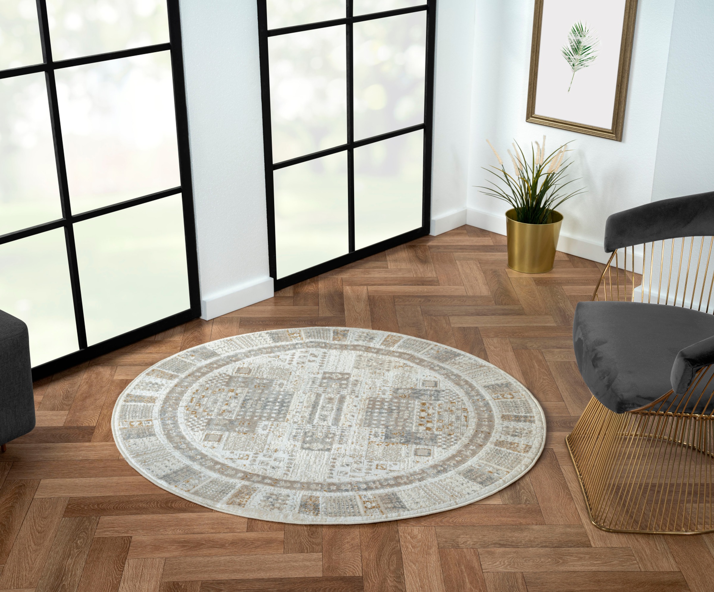 Image of Myflair Möbel & Accessoires Teppich "My Kashkuly" rund 10 mm Höhe Kurzflor, Retro-Style, besonders weich durch Microfaser