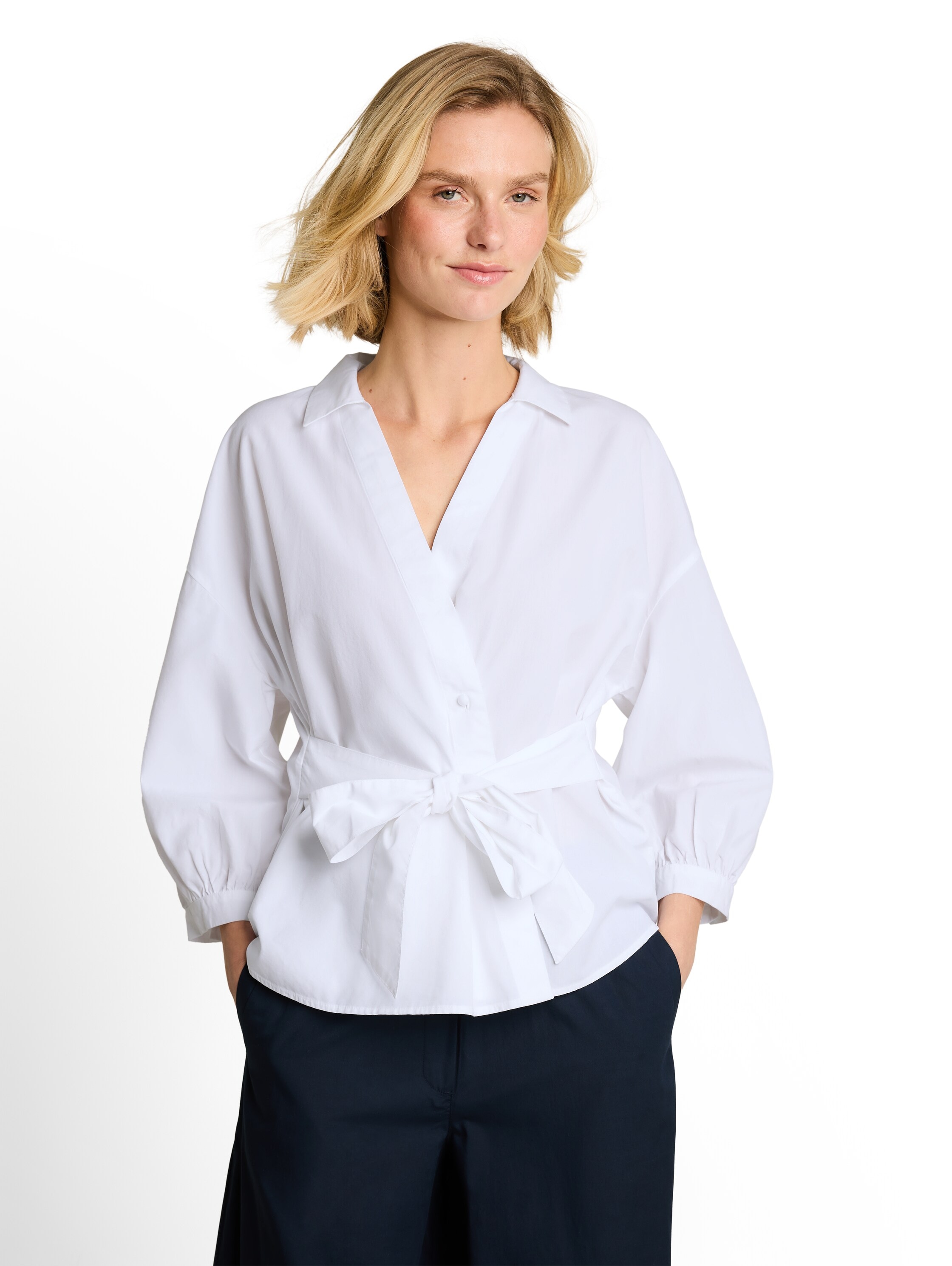 Image of TOM TAILOR Schlupfbluse Sommerbluse mit V-Ausschnitt und Bindeband