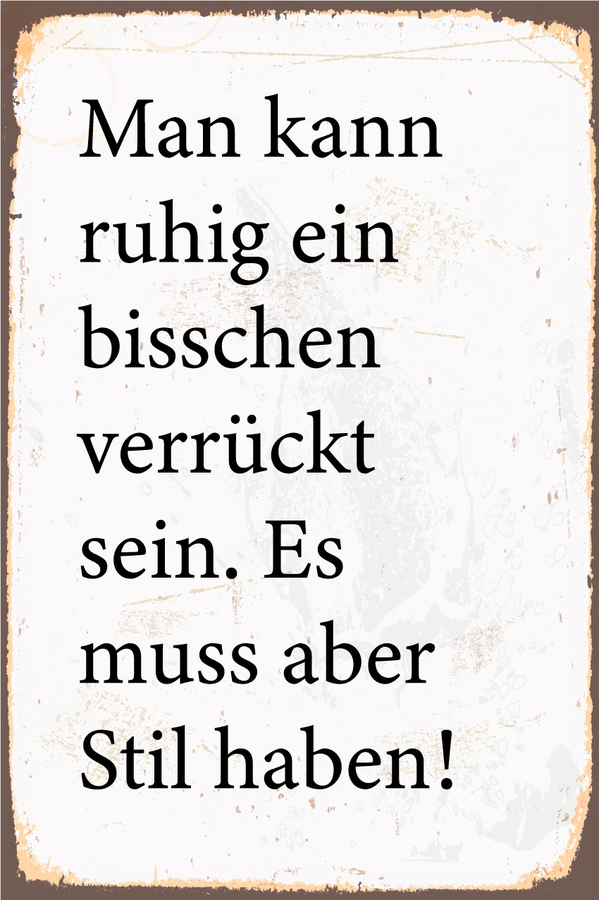 queence Metallbild »Ein bisschen verrückt«, Schriftzüge-Schriftzug, (1 St.), Stahlschilder