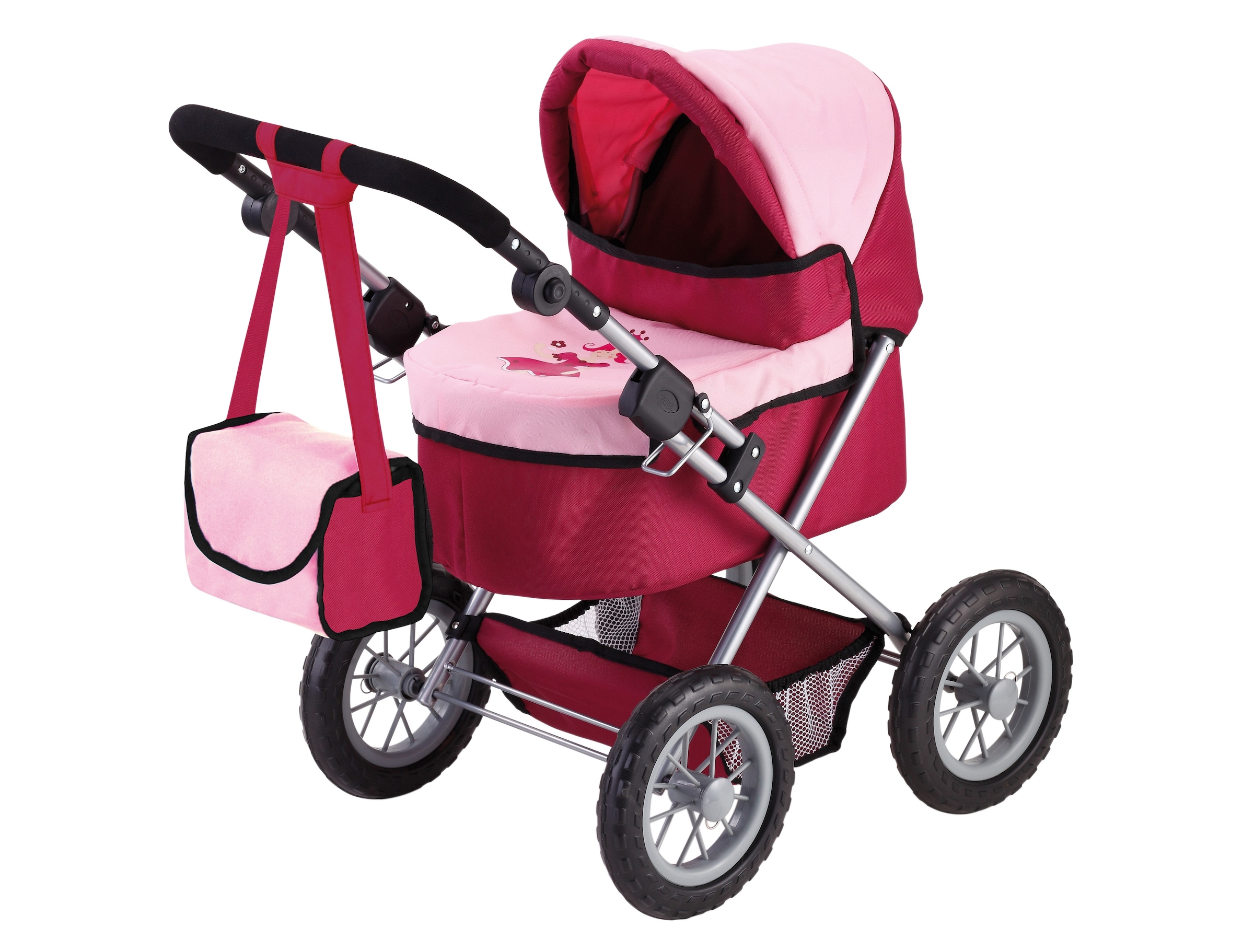 Bayer Puppenwagen »Trendy, Prinzessin rot/rosa«, inkl. Wickeltasche