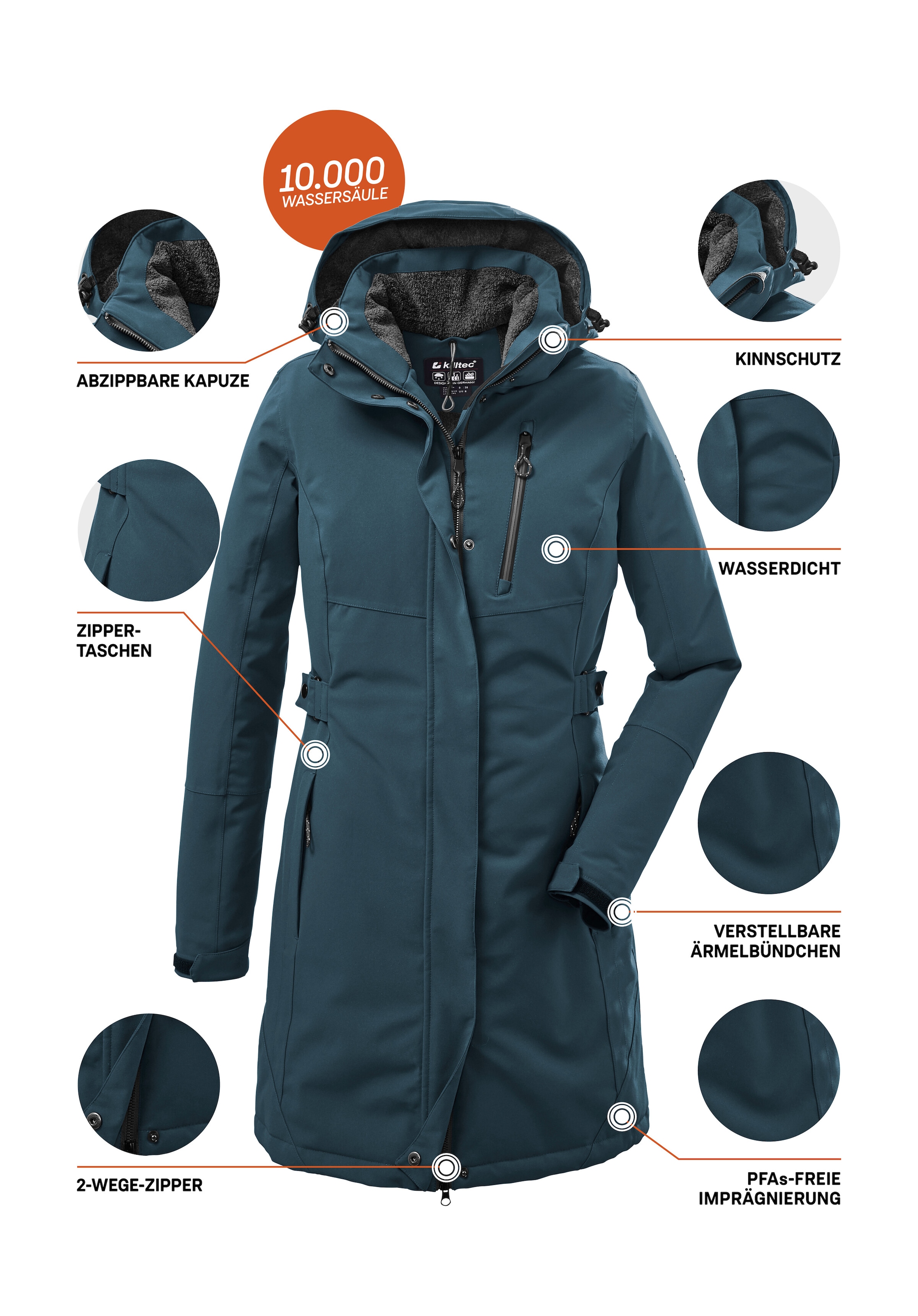Killtec Parka »KOW 165 WMN PRK« parka étanche au vent et à l'eau avec polaire teddy et capuche amovible