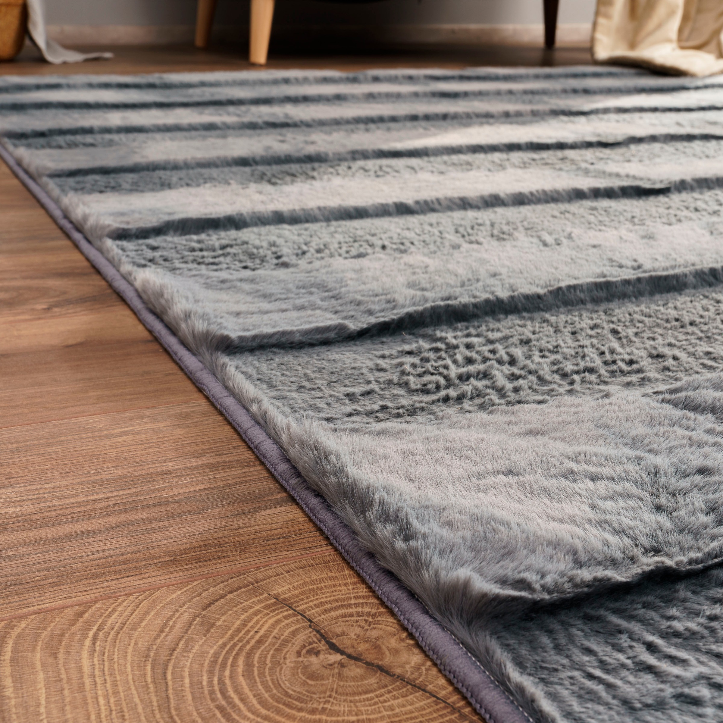 Paco Home Hochflor-Teppich »Arnheim 744«, rechteckig, 24 mm Höhe, Uni Farben, gestreift, besonders weich, Hoch-Tief Effekt