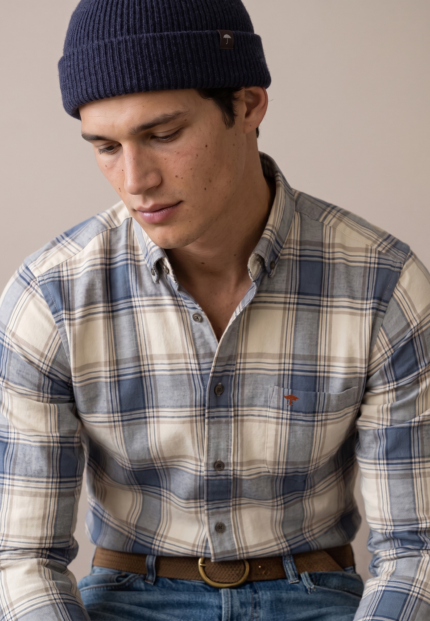 FYNCH-HATTON Chemise à carreaux mit Button-Down-Kragen