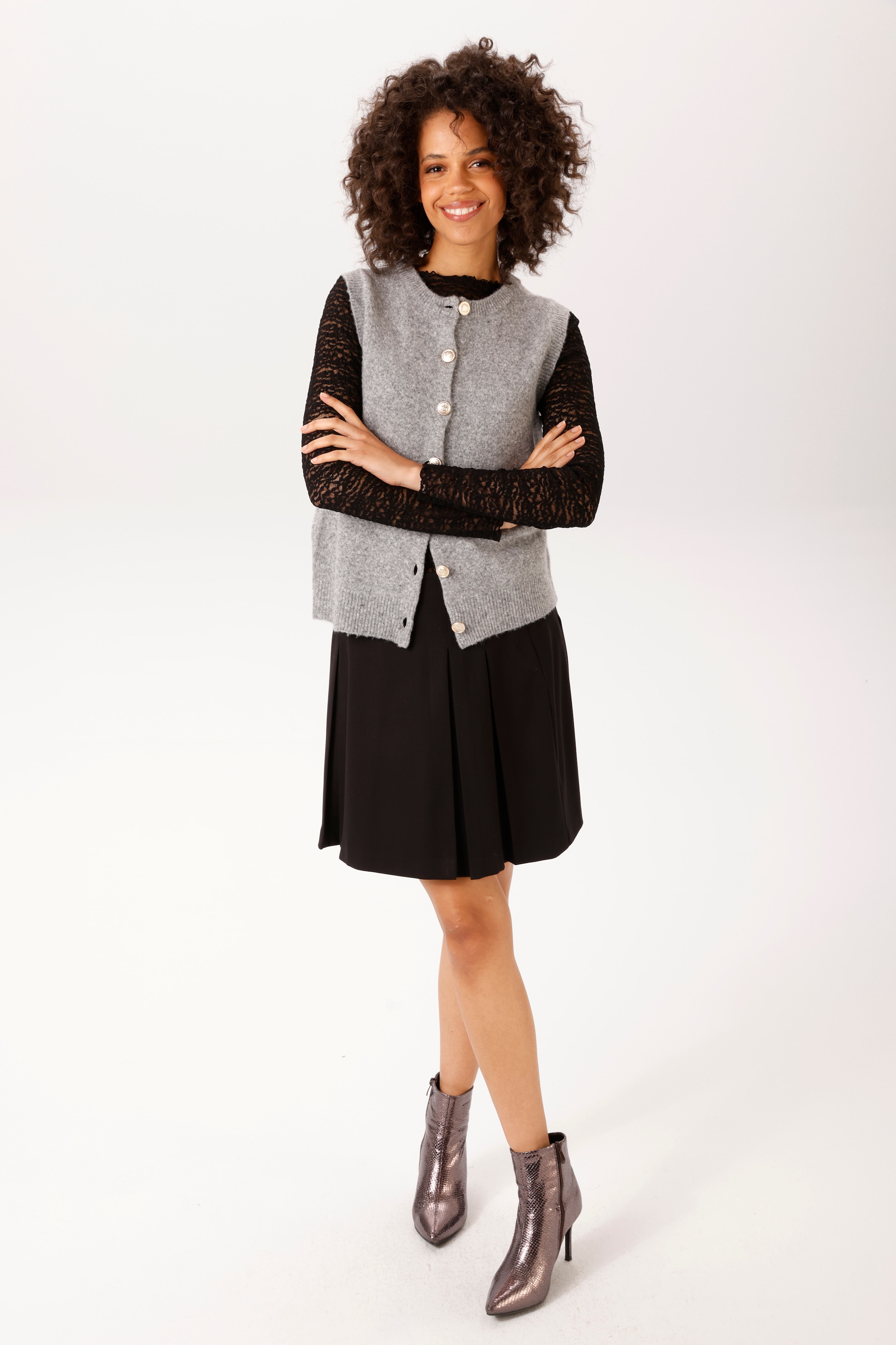 Aniston CASUAL Gilet tricoté fermeture avec boutons décoratifs - NOUVELLE COLLECTION