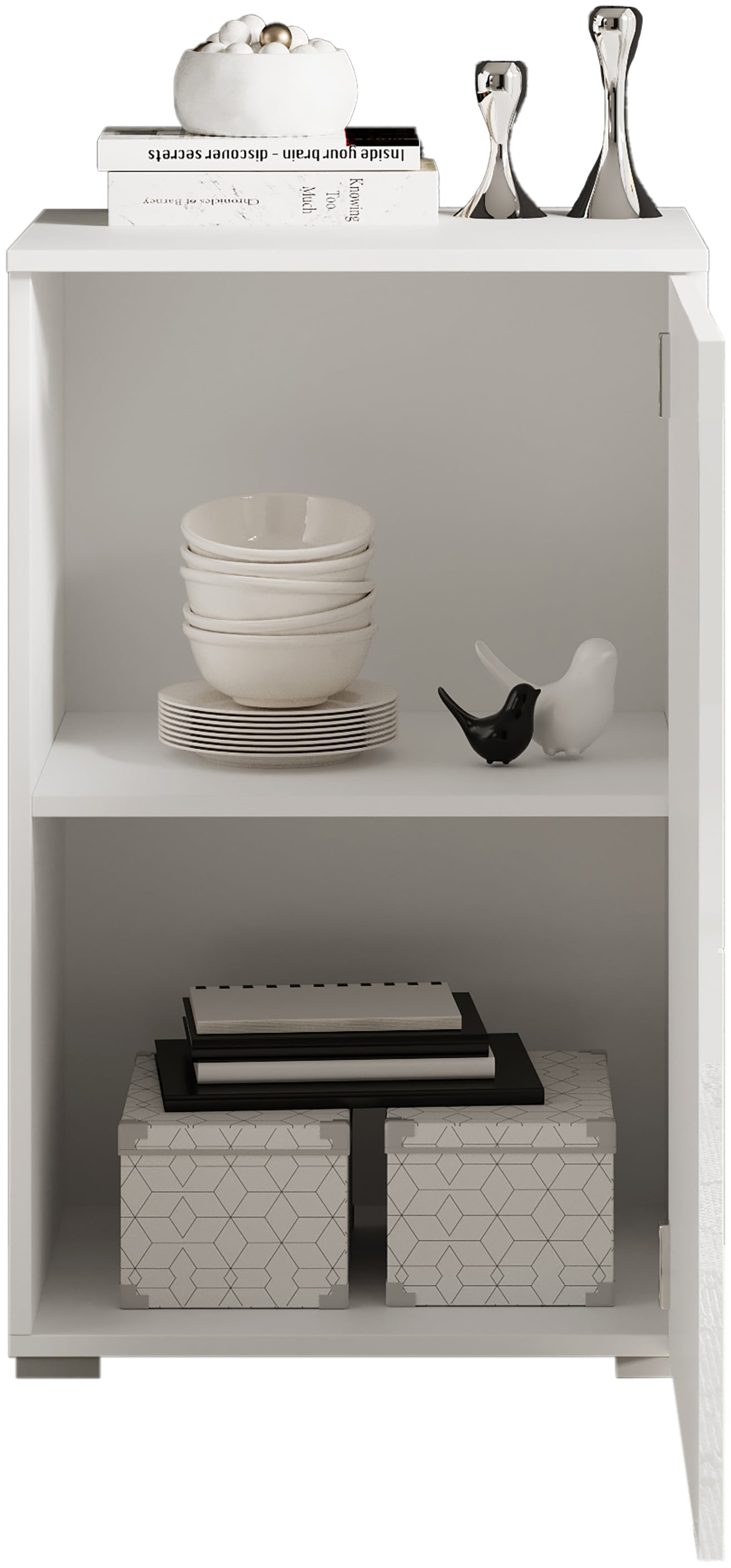 HBZ Kommode »Spice Weiss Hochglanz, BxHxT 50x80x40 cm« Kommode mit 1 Tür und 1 Einlegeboden verstellbar