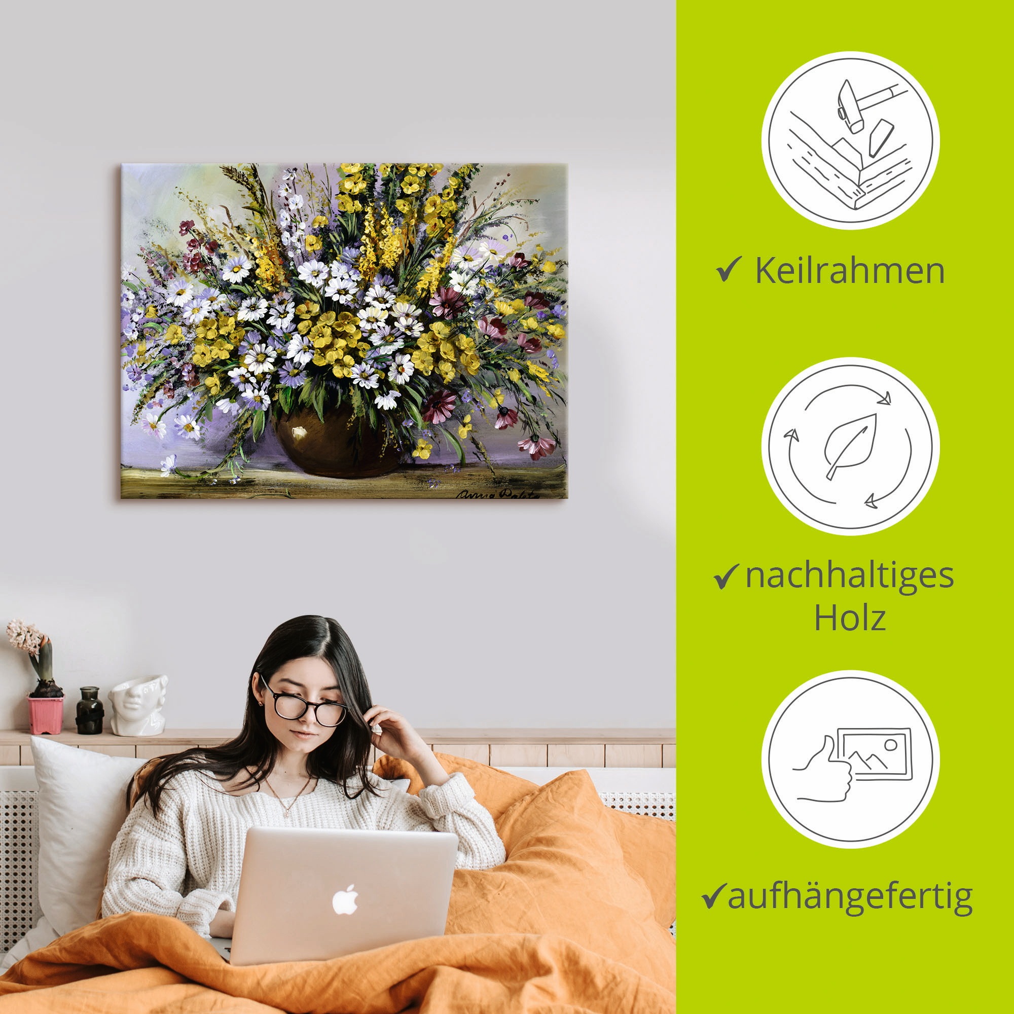 Artland Wandbild »Herrlichkeit von Gänseblümchen«, Blumen, (1 St.), als Leinwandbild, Poster in verschied. Grössen