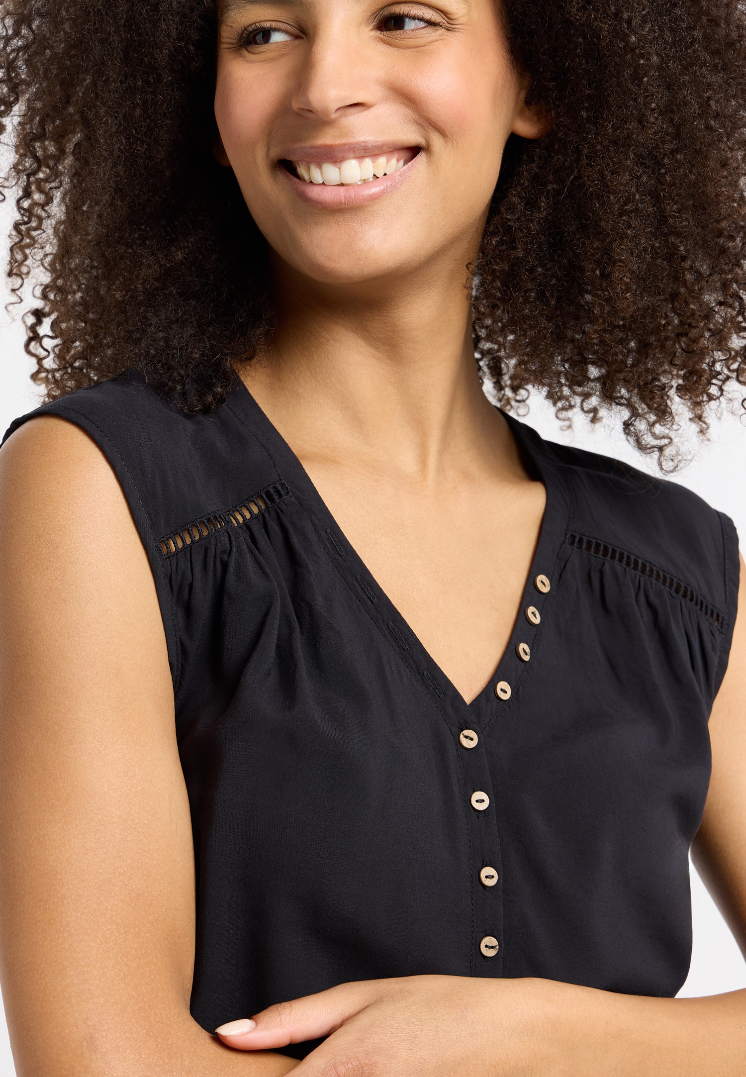 Ragwear T-shirt en V »SALTTY« Viscose avec élastique à l'ourlet et patte de boutonnage
