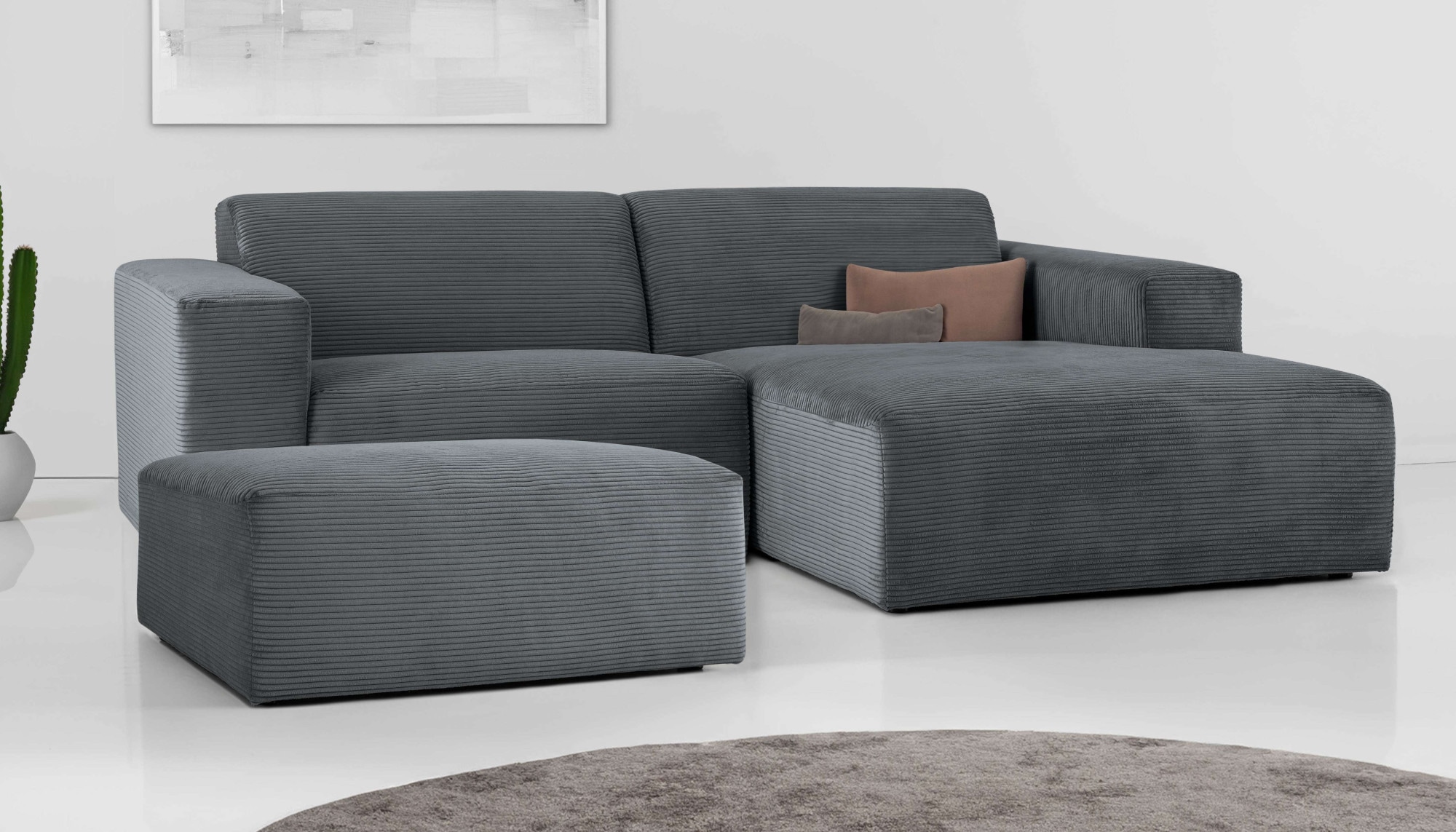 Image of INOSIGN Ecksofa "Koa,228cm, L-Form, Modulsofa, Webstoff, Cord, Struktur, Chenille" Designsofa, Set, Hocker inklusive, weicher Lounge-Sitzkomfort