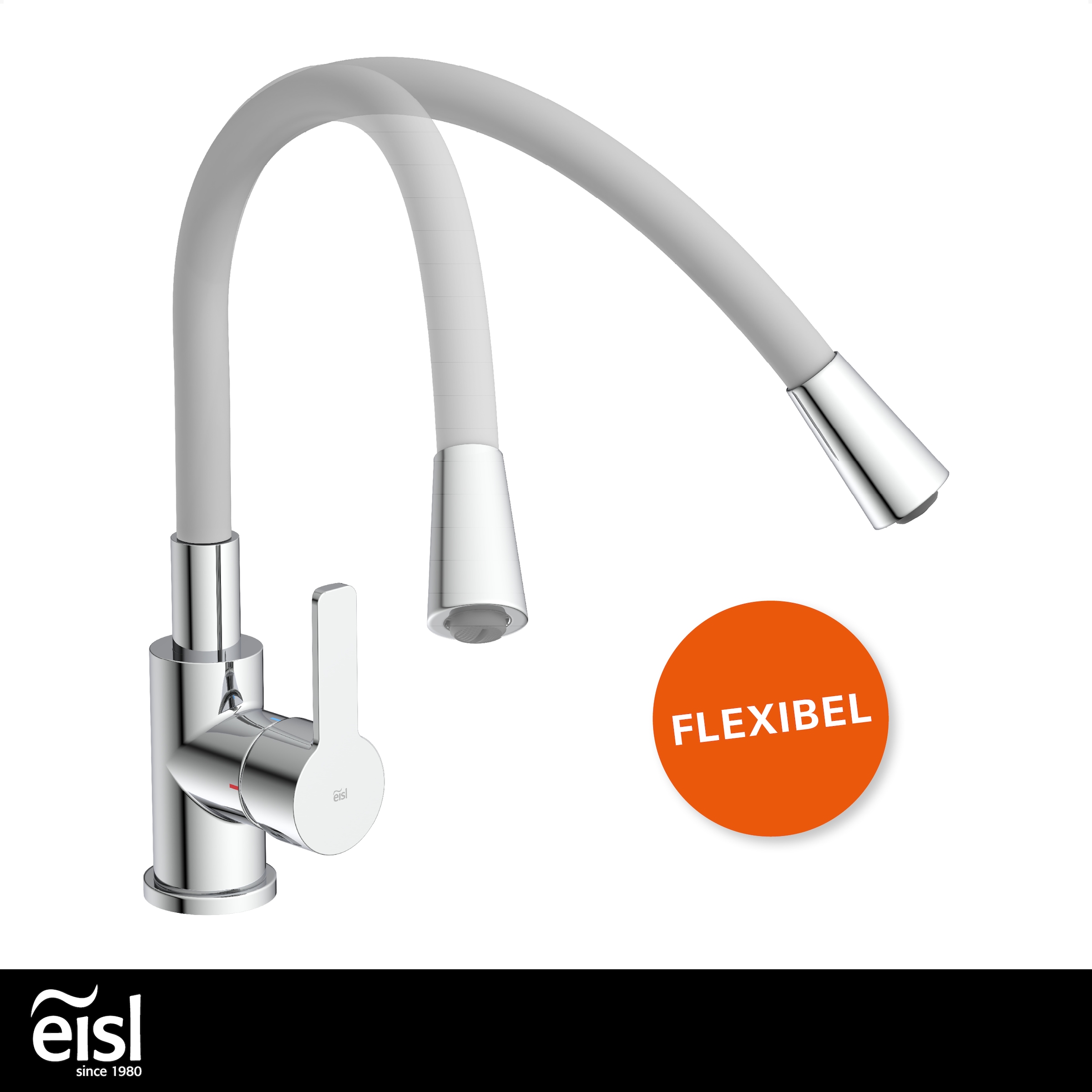 Eisl Robinet d'évier »Flexo« robinet de cuisine, flexible, toucher doux, Eco-Click, démarrage à froid, 360°
